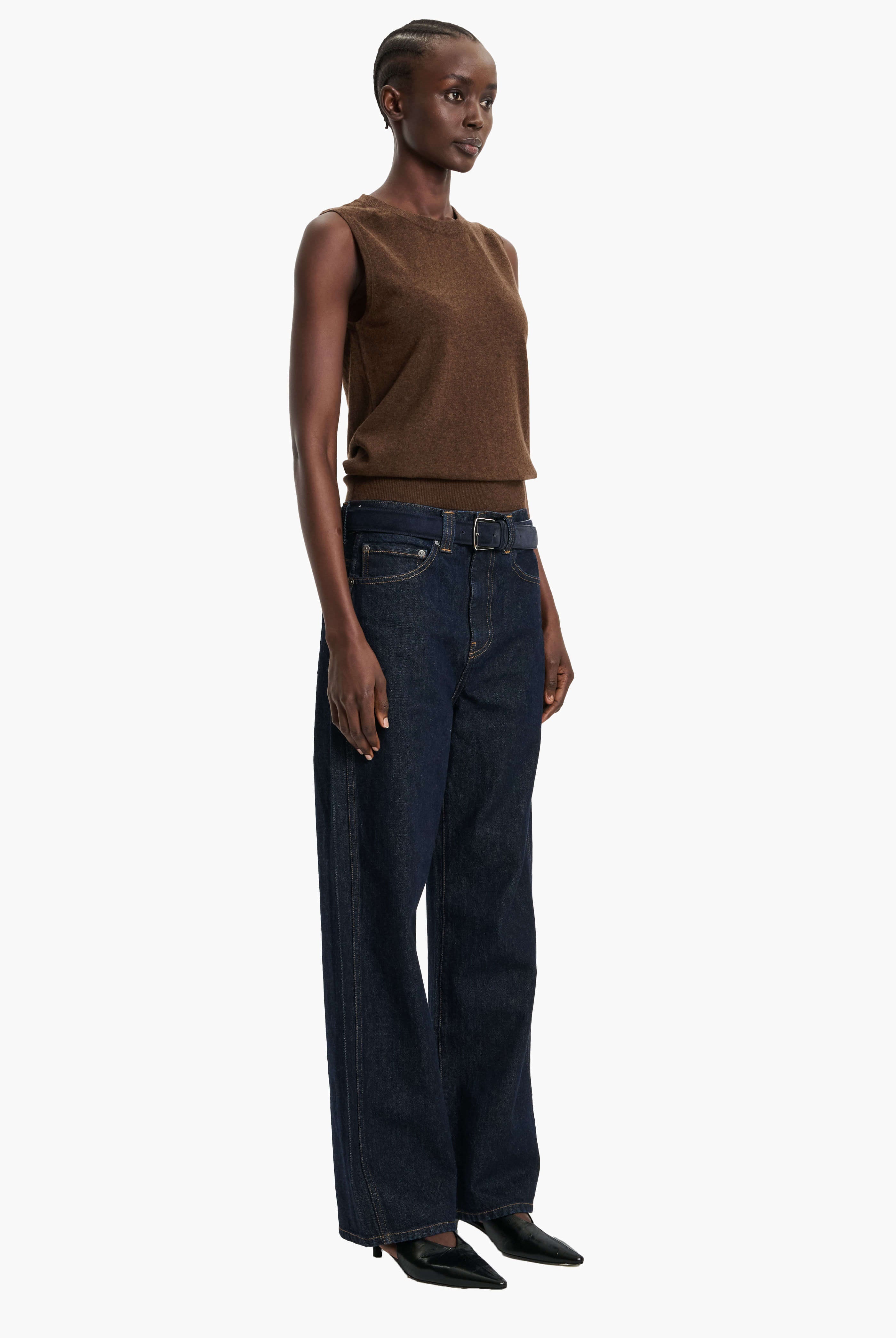 Alessandra cashmere Vest - Brown Chocolate Marl – side view