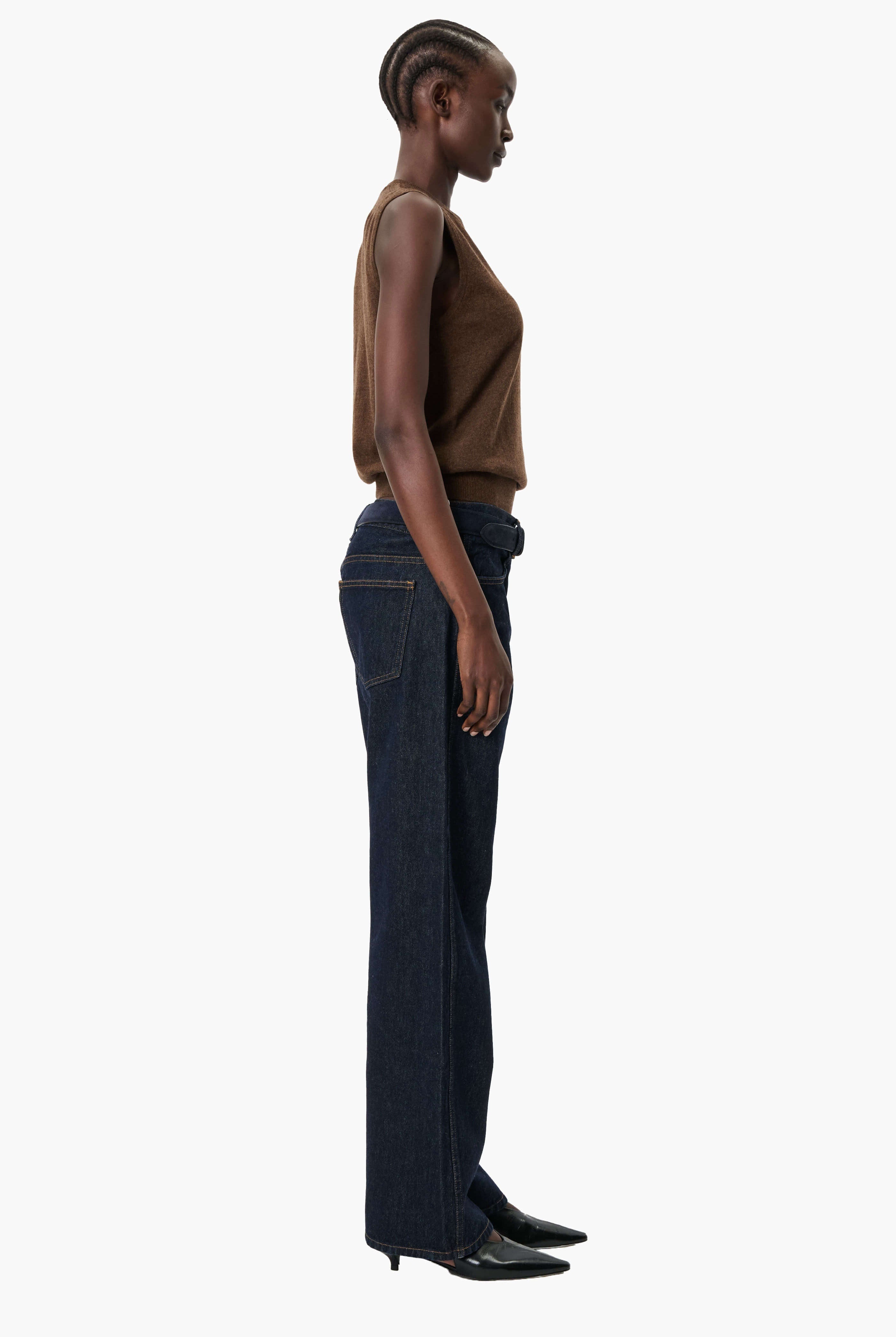 Alessandra cashmere Vest - Brown Chocolate Marl – side view