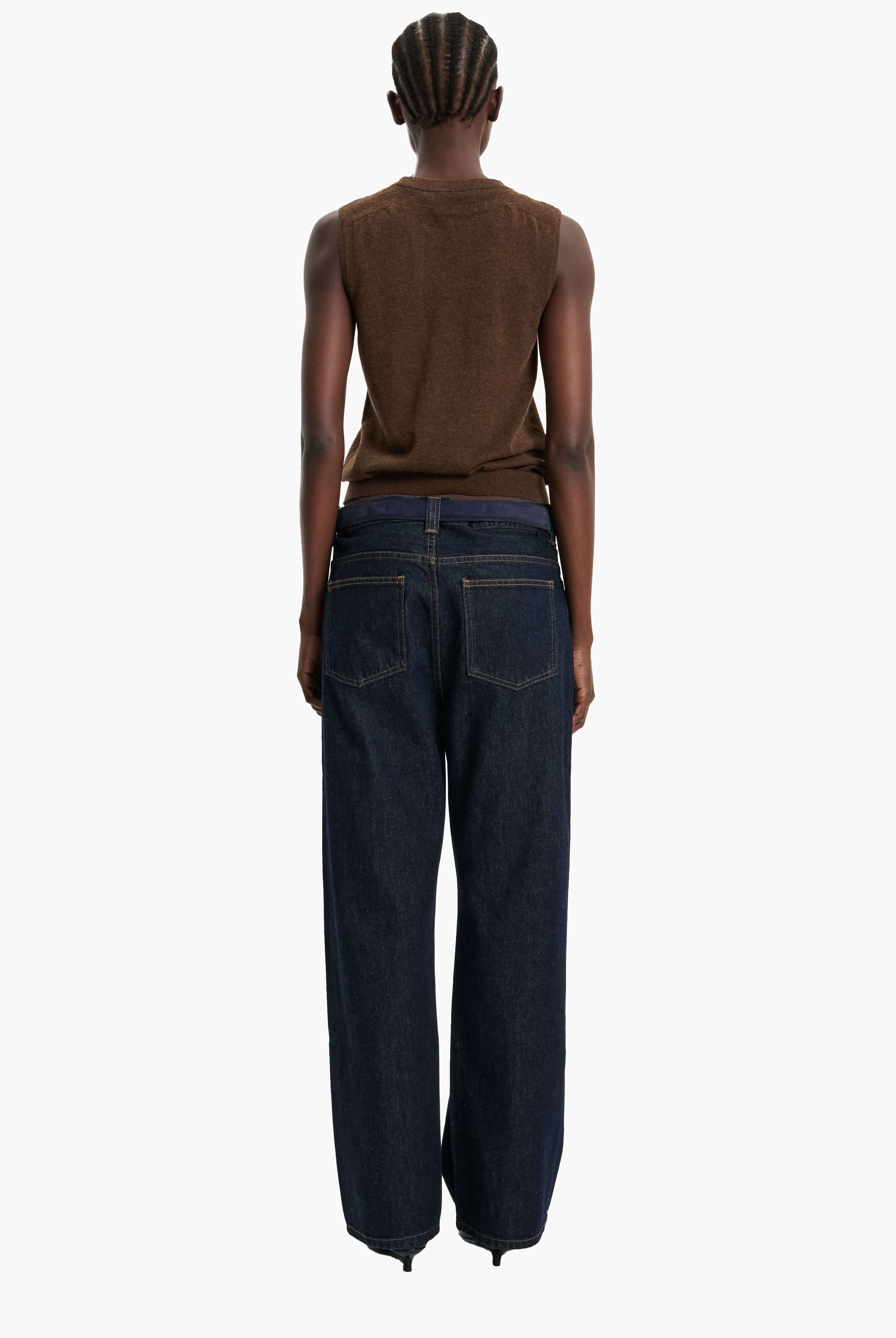 Alessandra cashmere Vest - Brown Chocolate Marl – back view