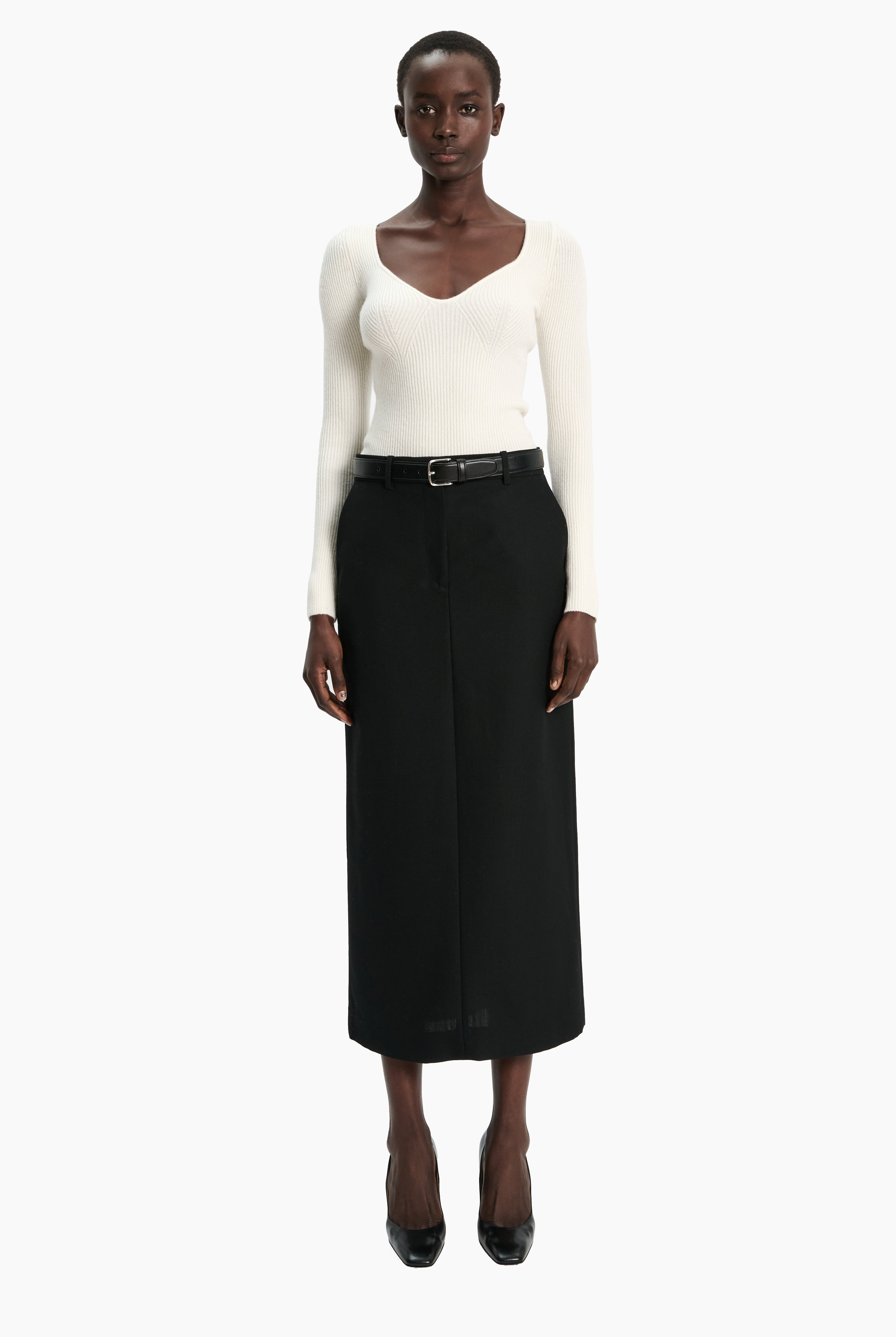 Amirah cashmere Sweater - Ivory – front view