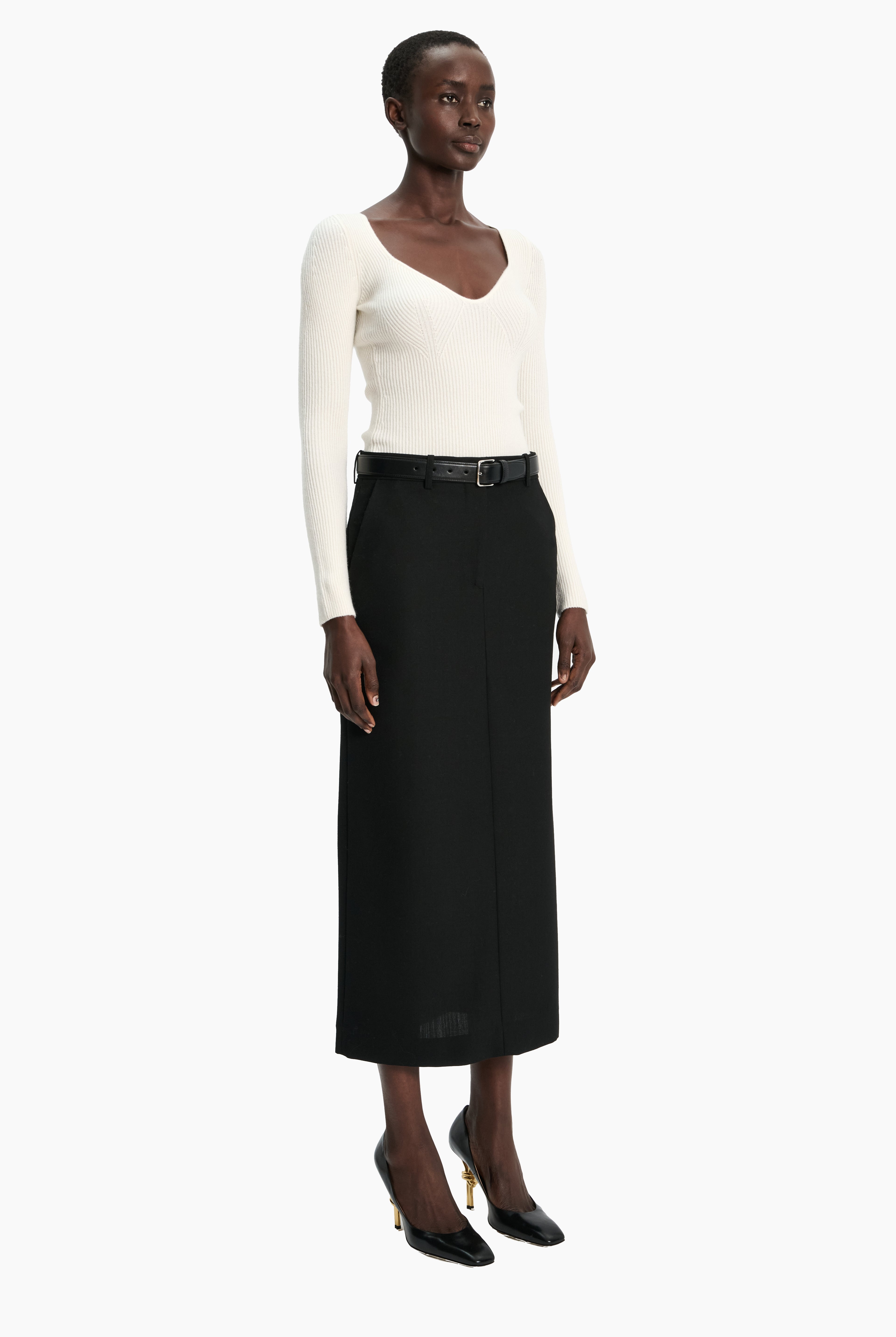 Amirah cashmere Sweater - Ivory – side view