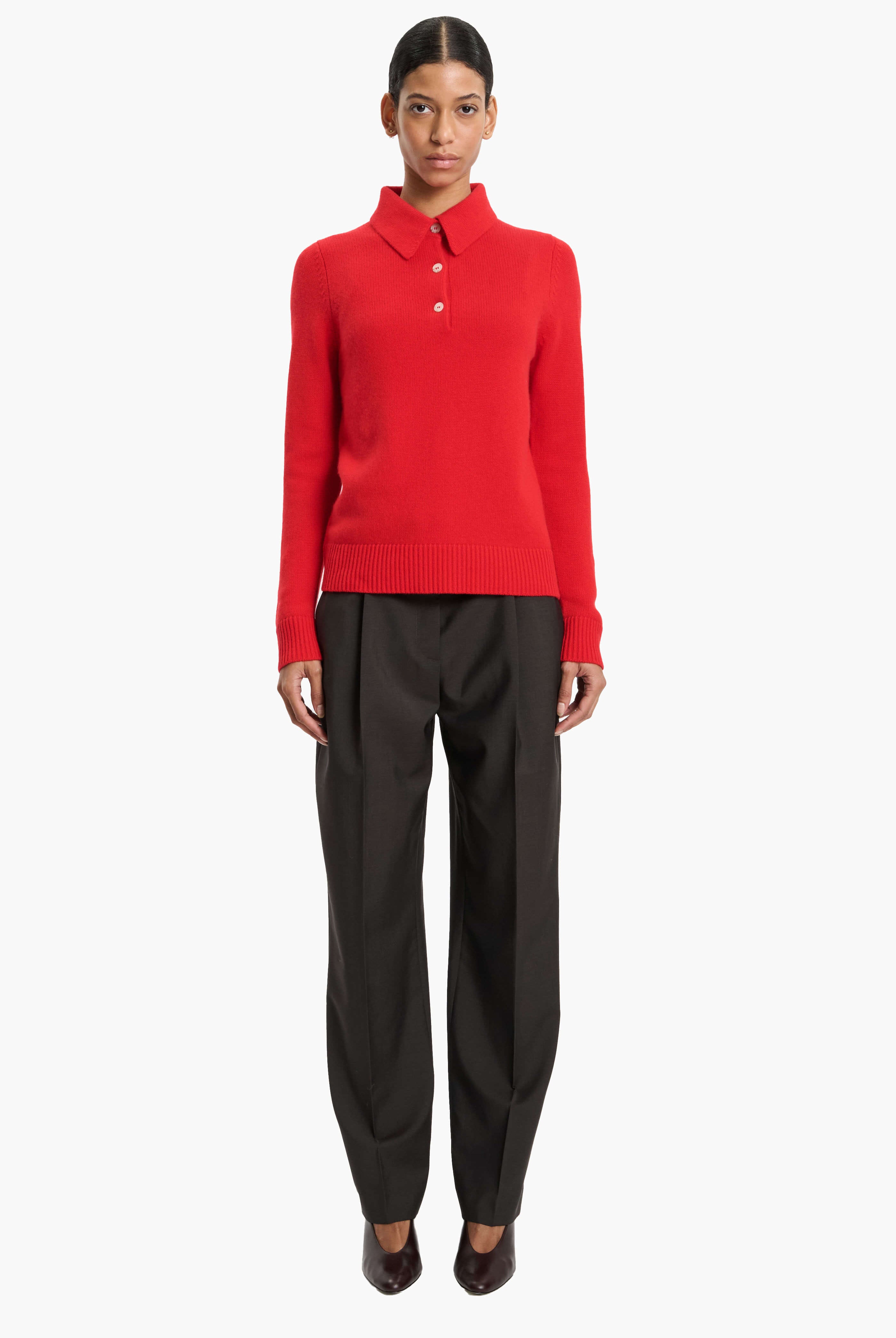 Bessi cashmere Sweater - Postbox Red – front view