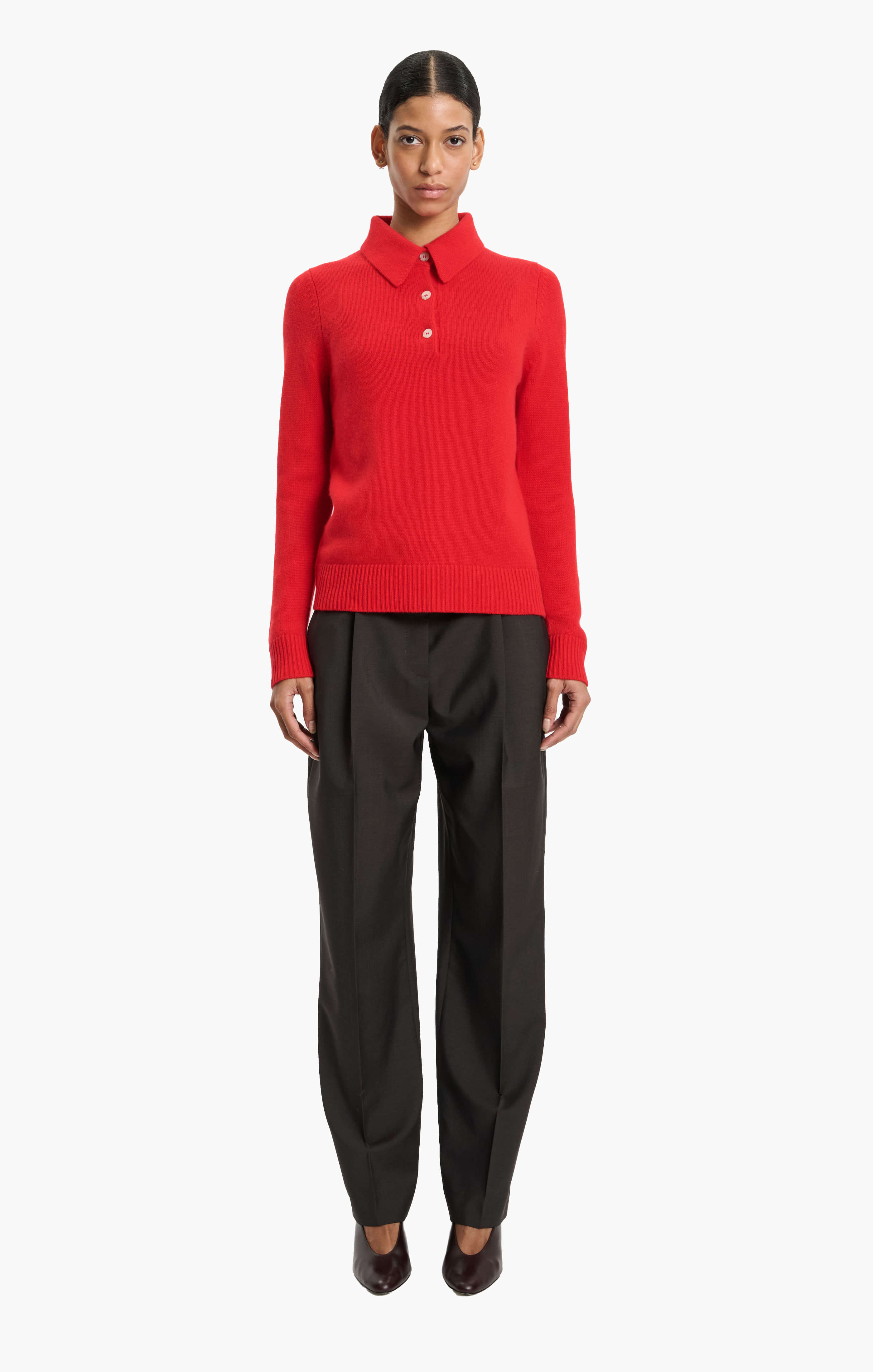 Bessi cashmere Sweater - Postbox Red – front view