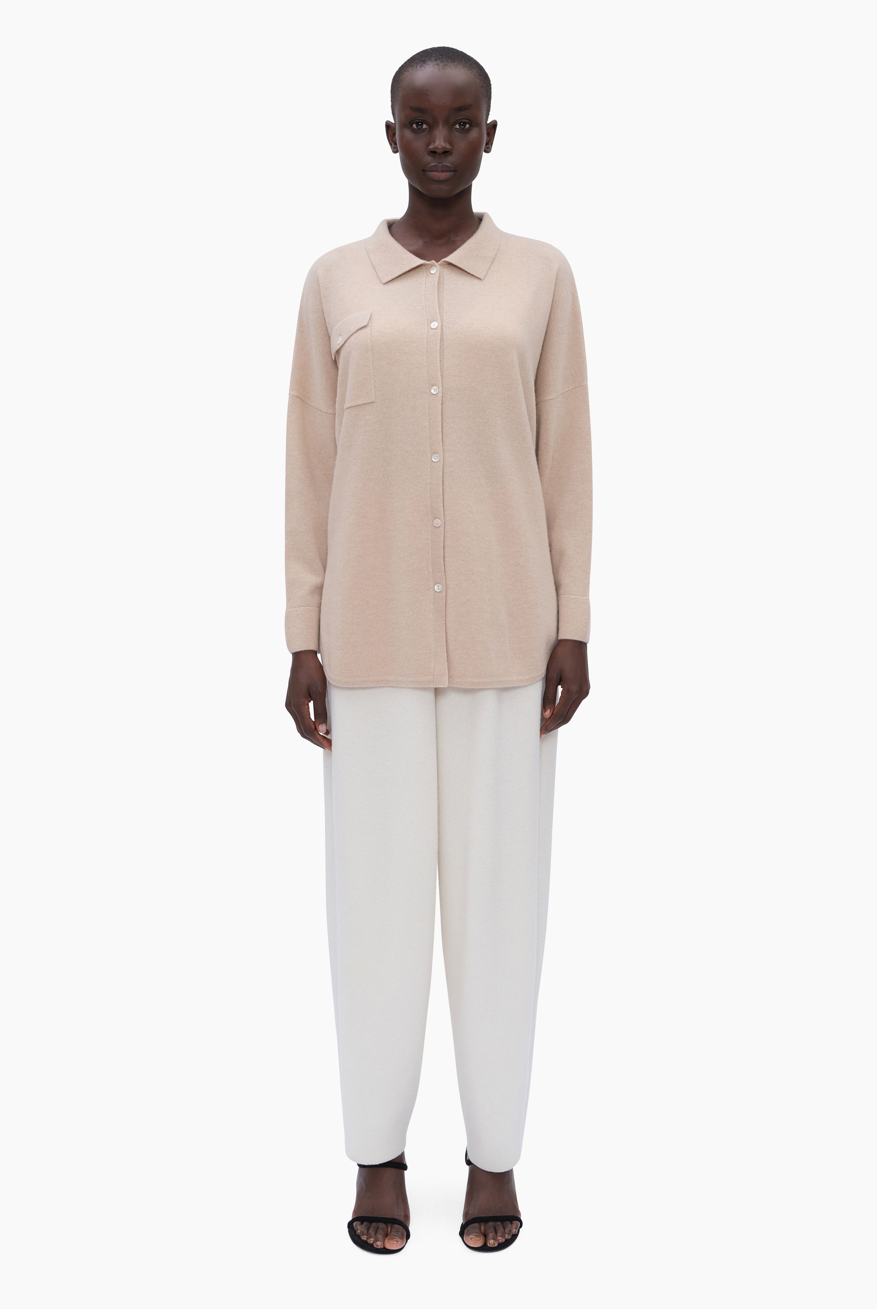 Bonnie cashmere Shirt - Beige – front view