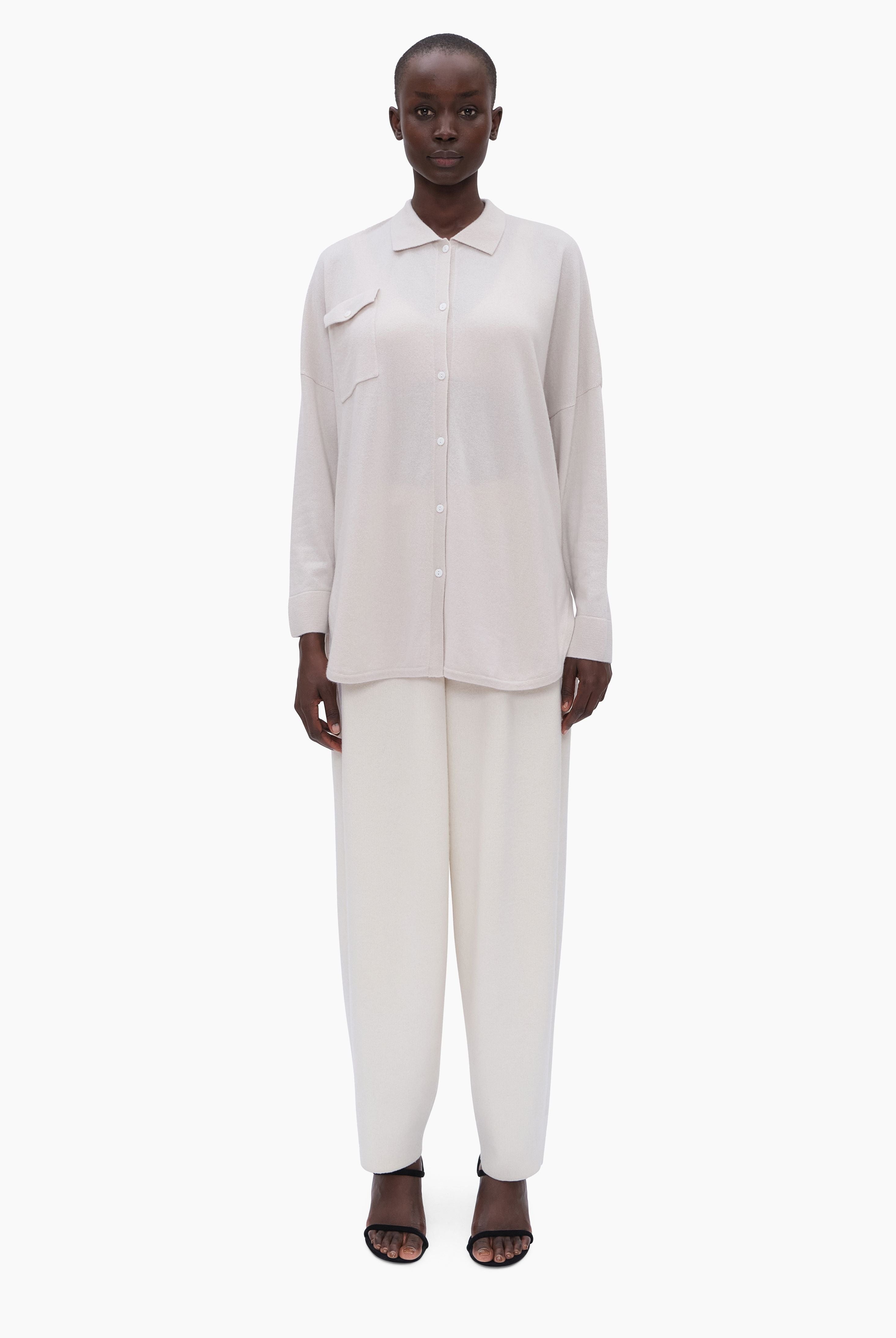 Bonnie cashmere Shirt - Dove – front view