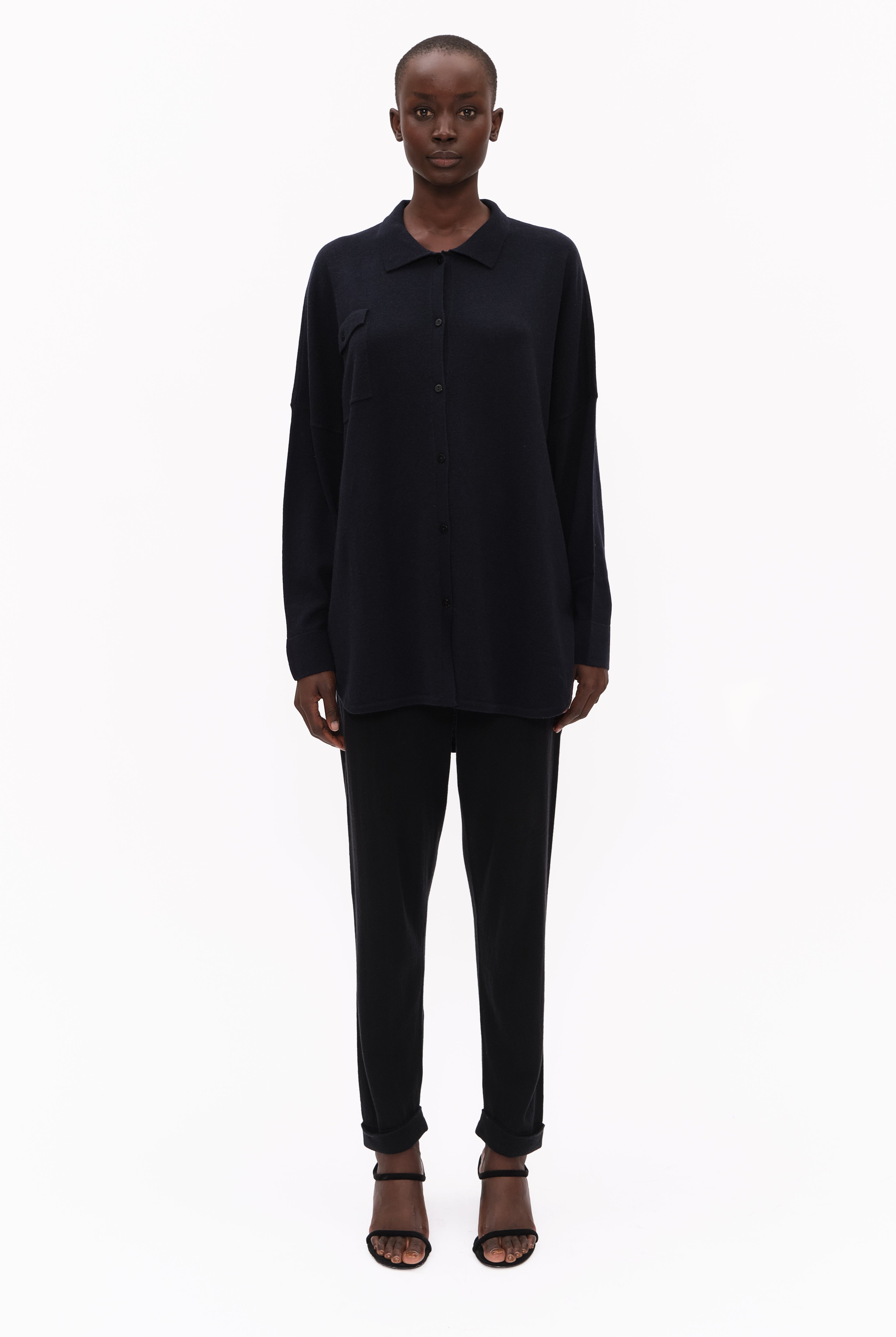 Bonnie cashmere Shirt - Navy – front view