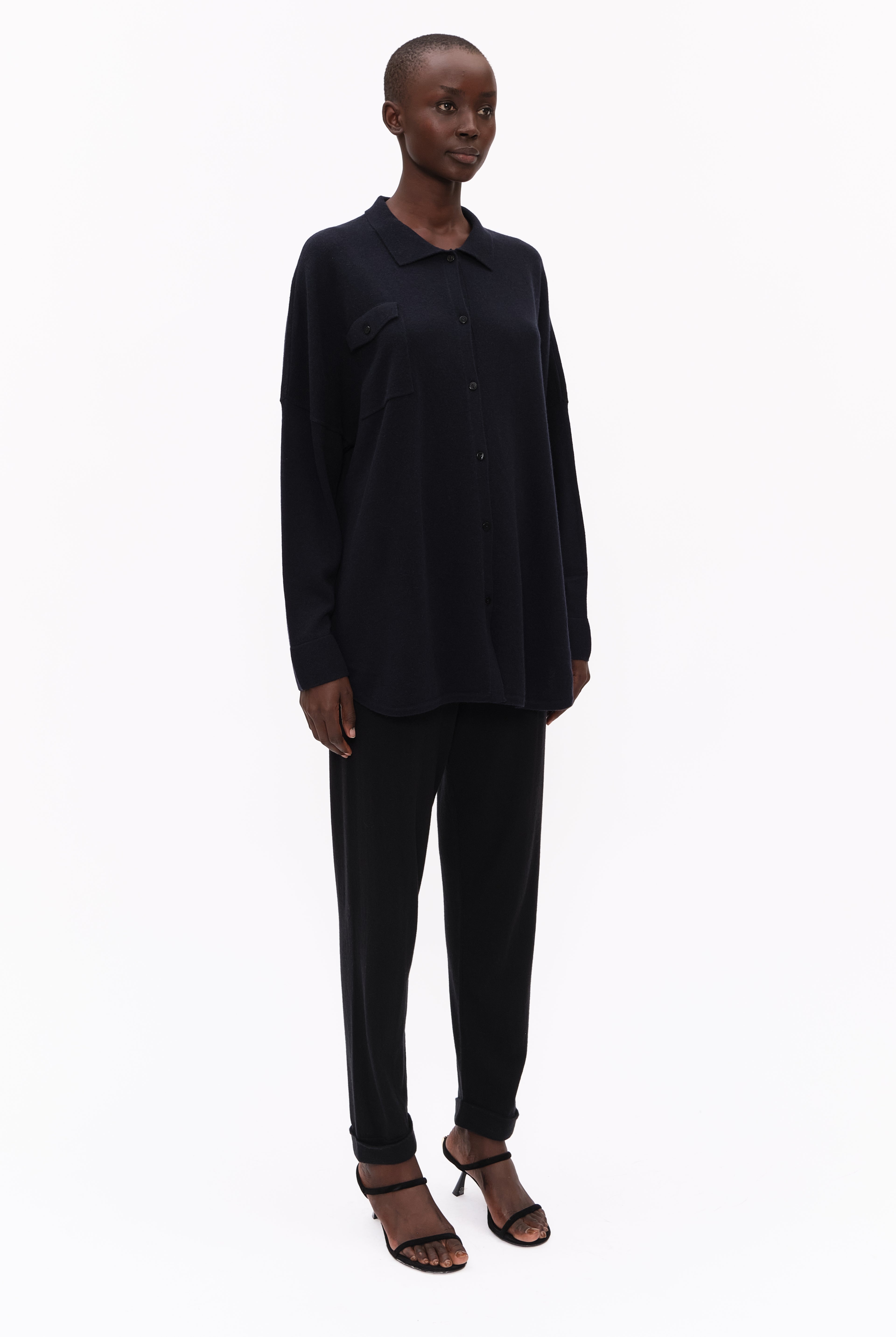 Bonnie cashmere Shirt - Navy – side view