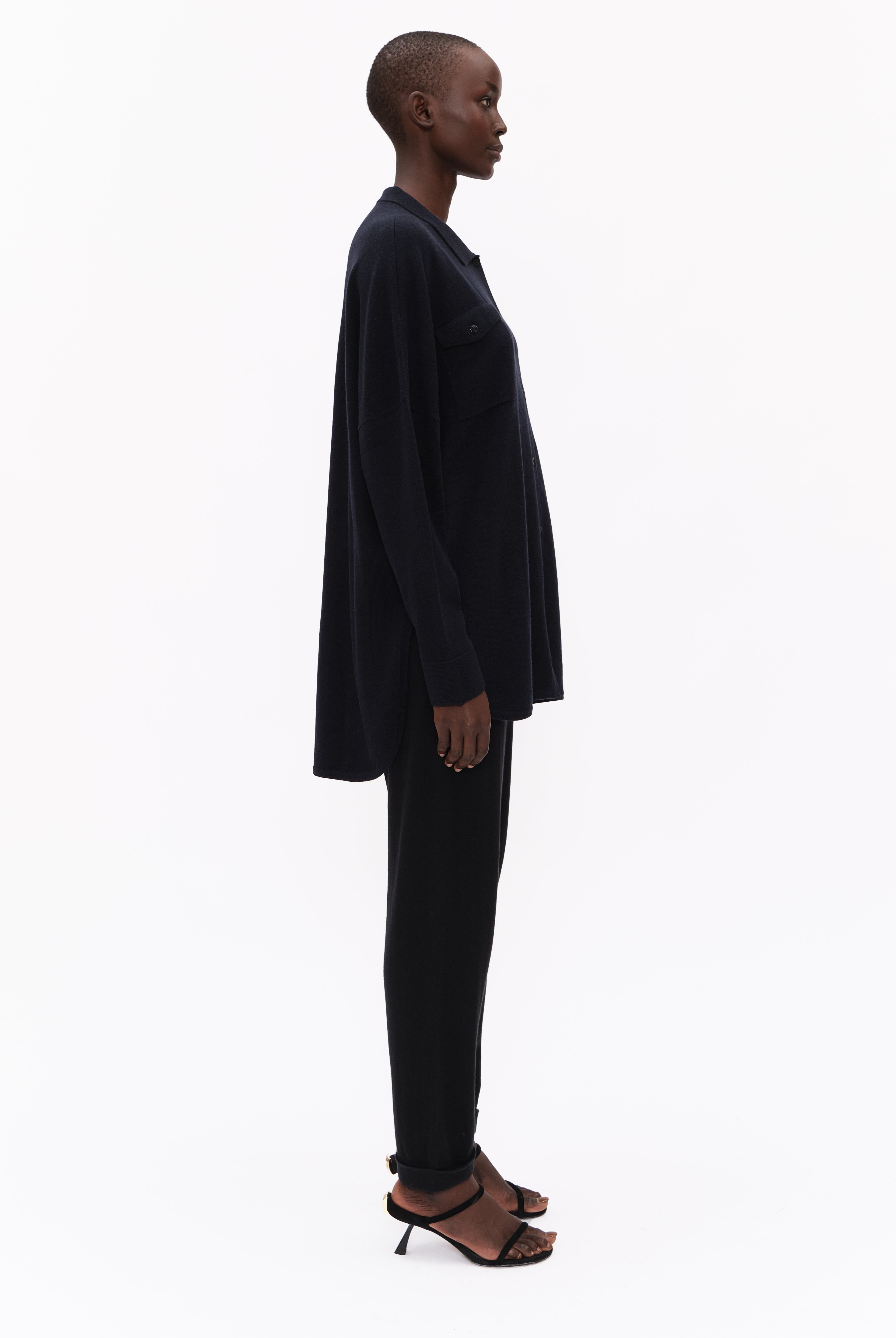 Bonnie cashmere Shirt - Navy – side view