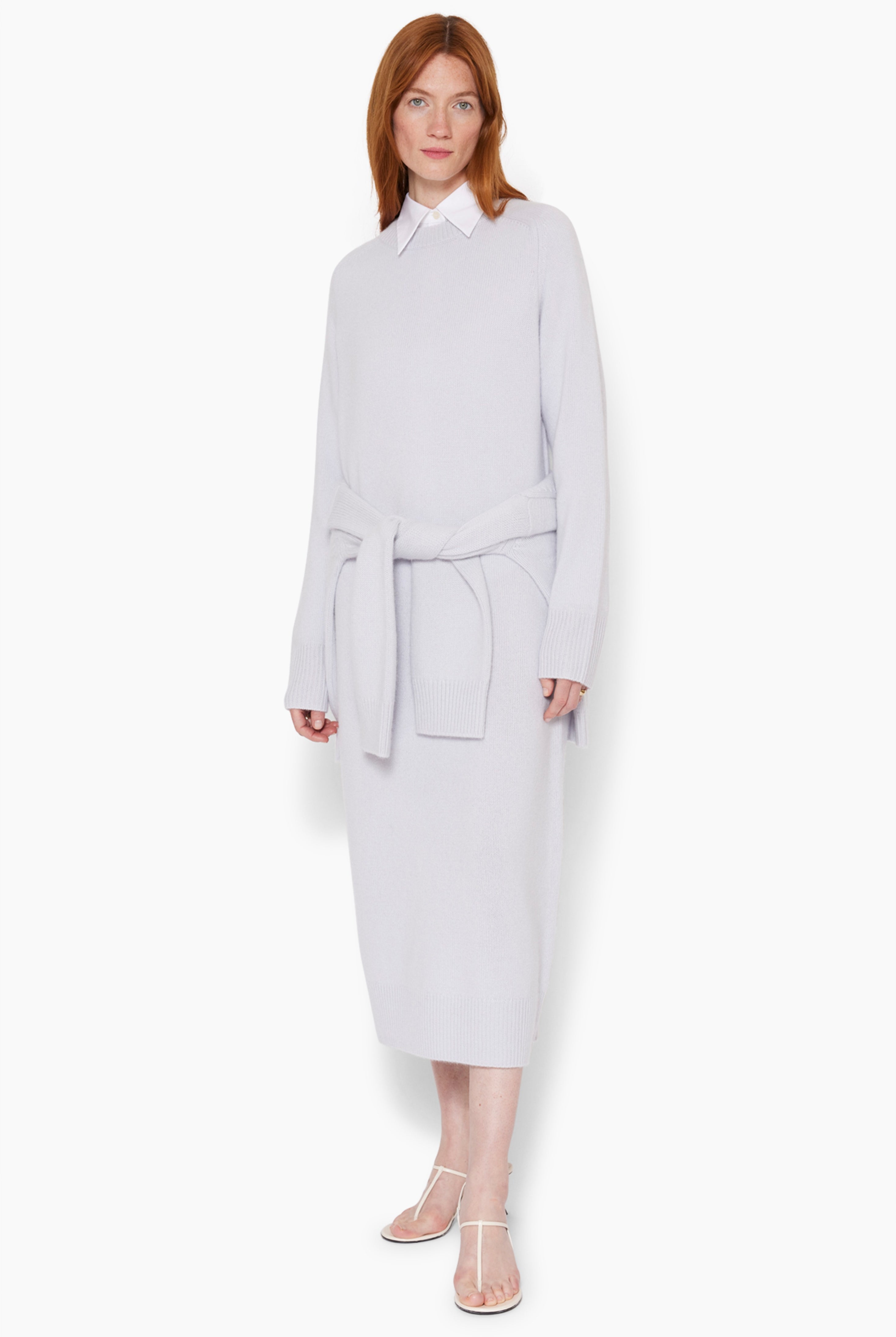 Broadway cashmere Dress - Misty Blue – styling shot