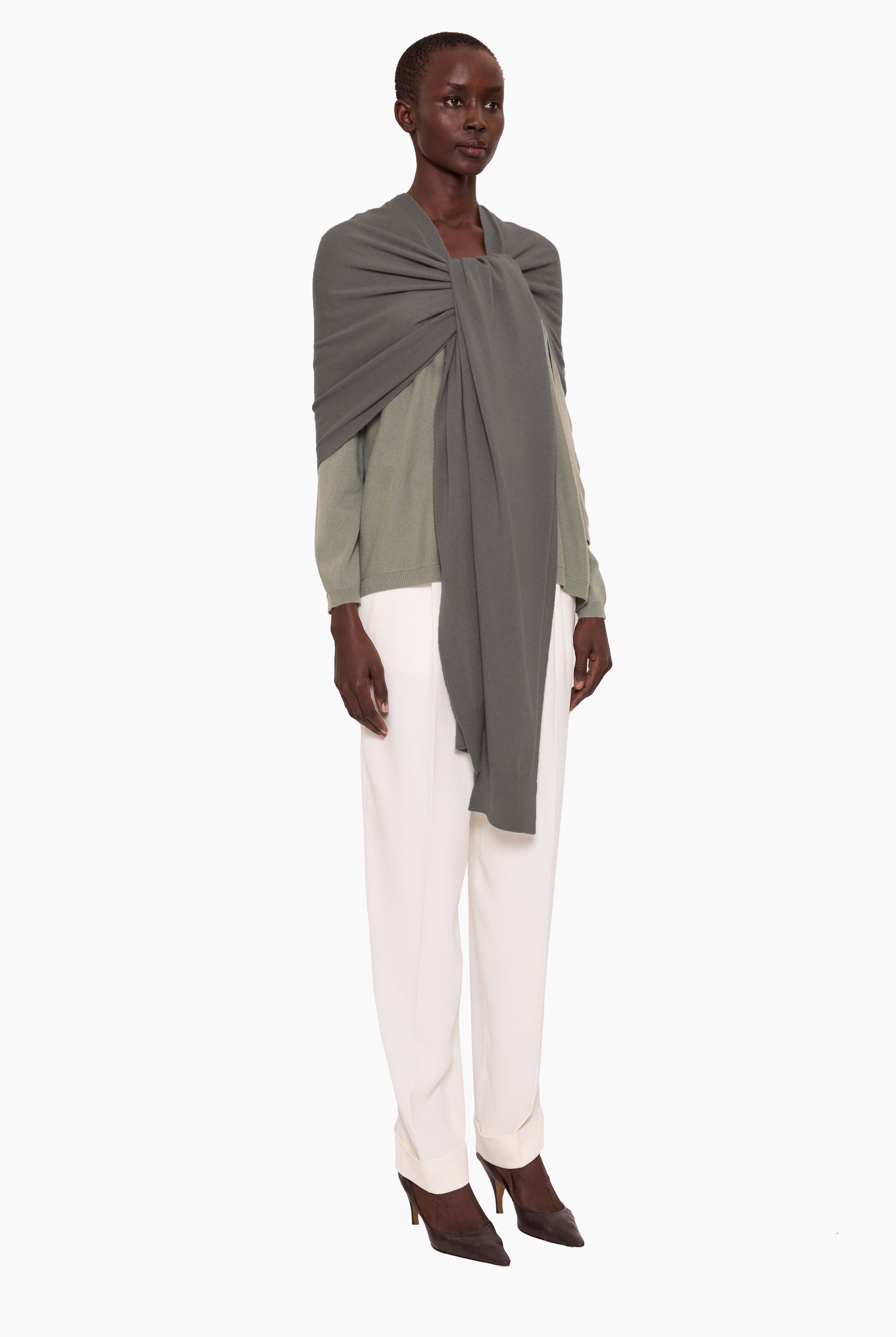 Amelie cashmere Scarf - Evergreen Fog