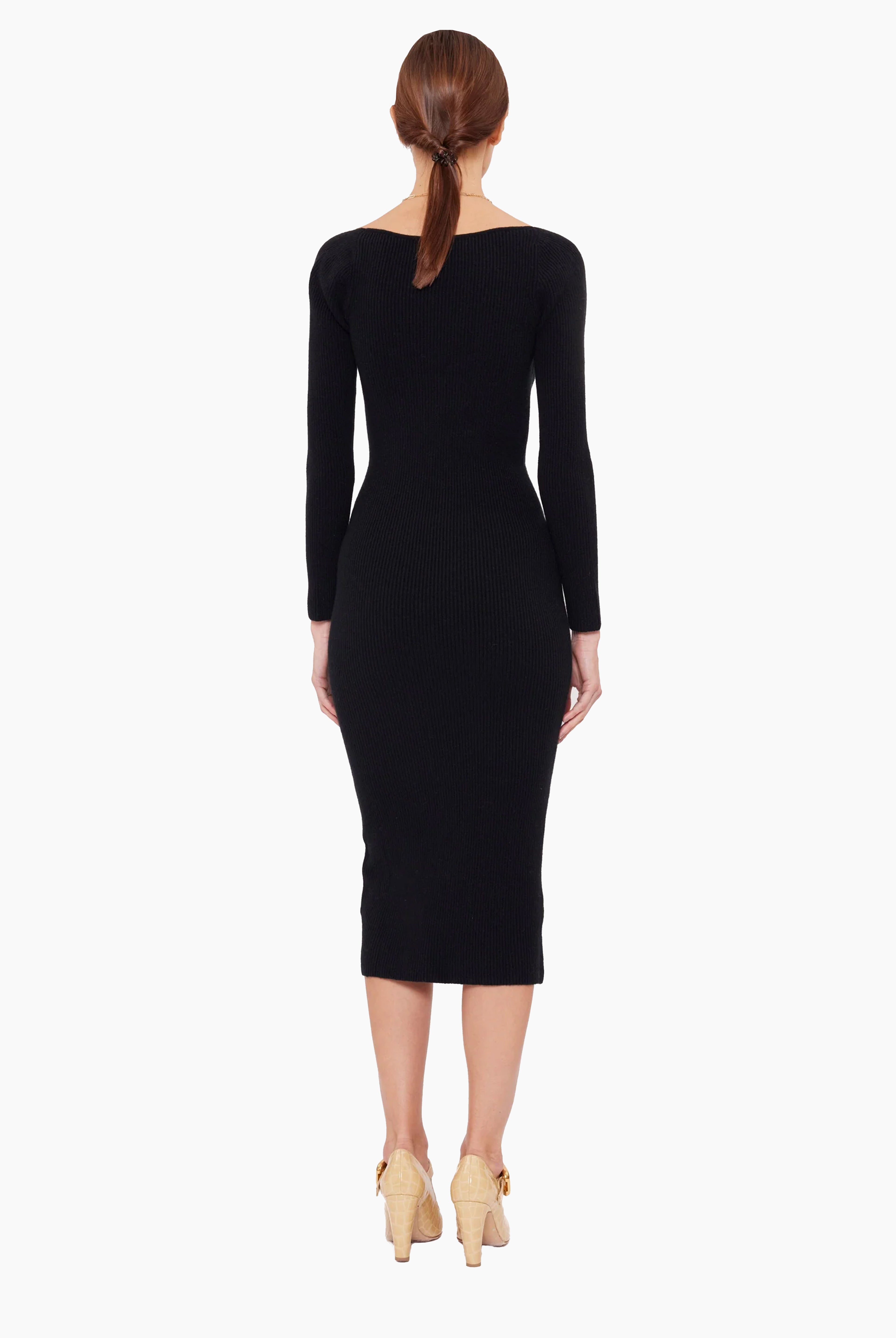 Coco cashmere Dress With Scarf - Black – back view