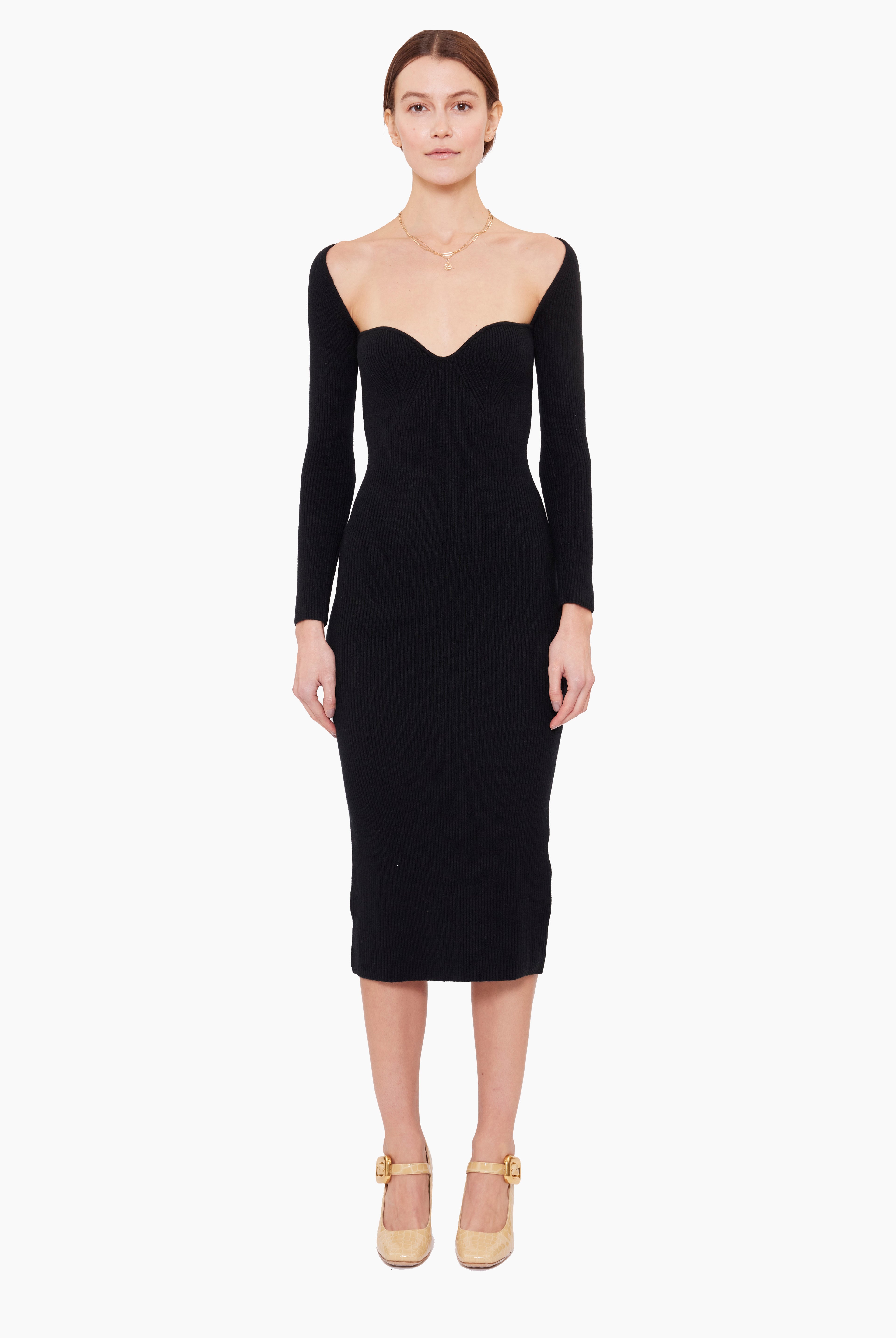 Coco cashmere Dress With Scarf - Black – front view