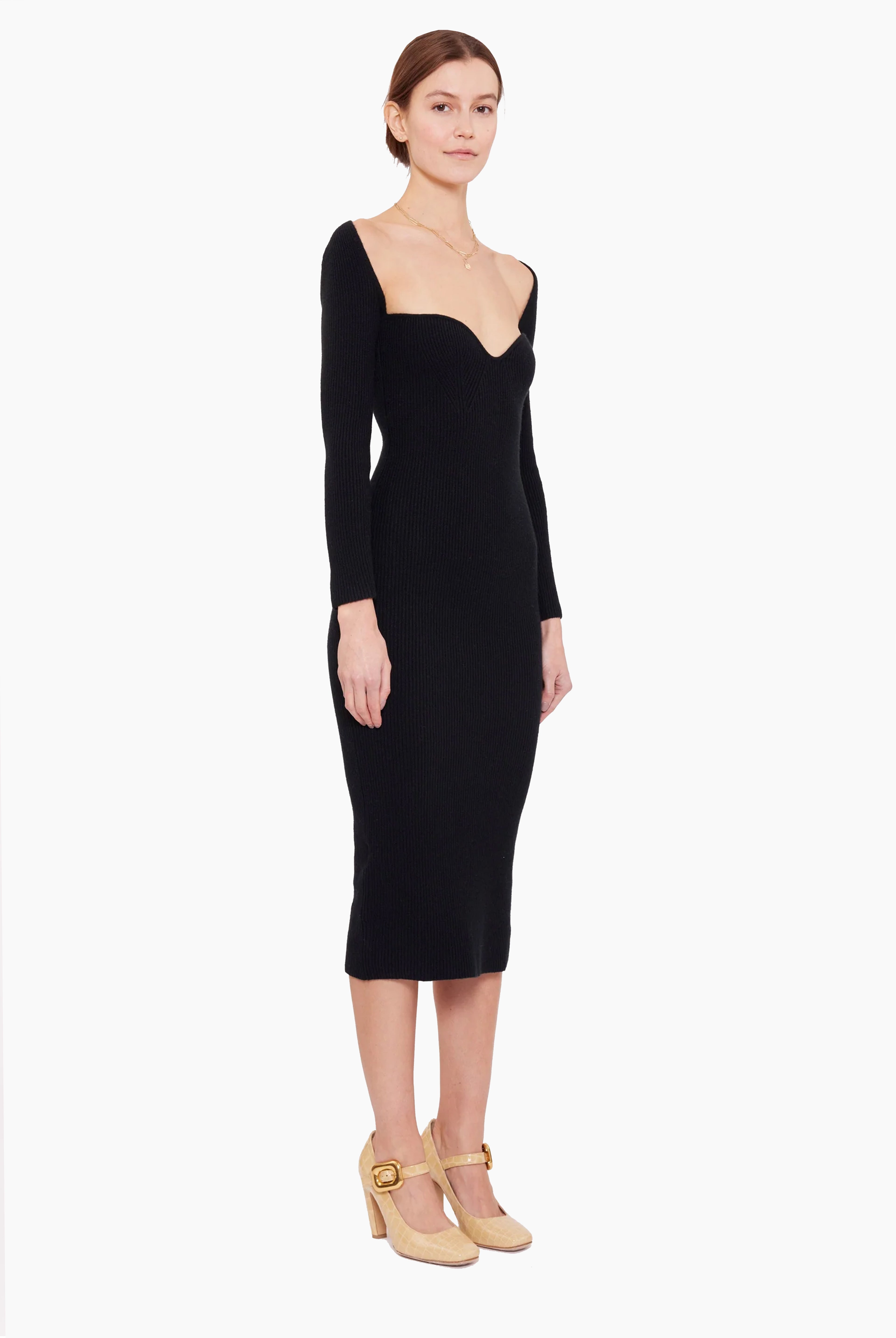 Coco cashmere Dress With Scarf - Black – side view