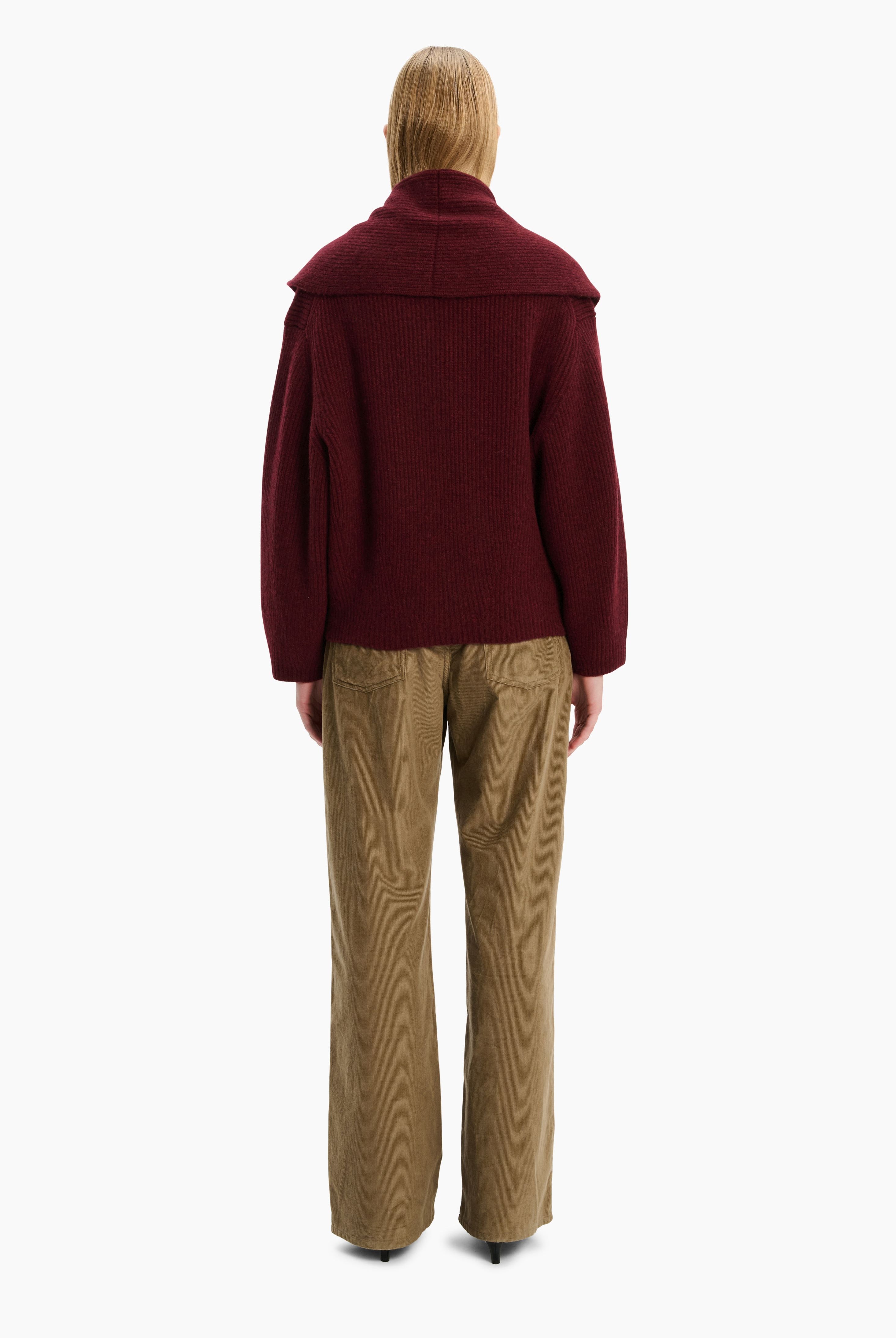 Coatigan cashmere Cardigan - New Burgundy – back view