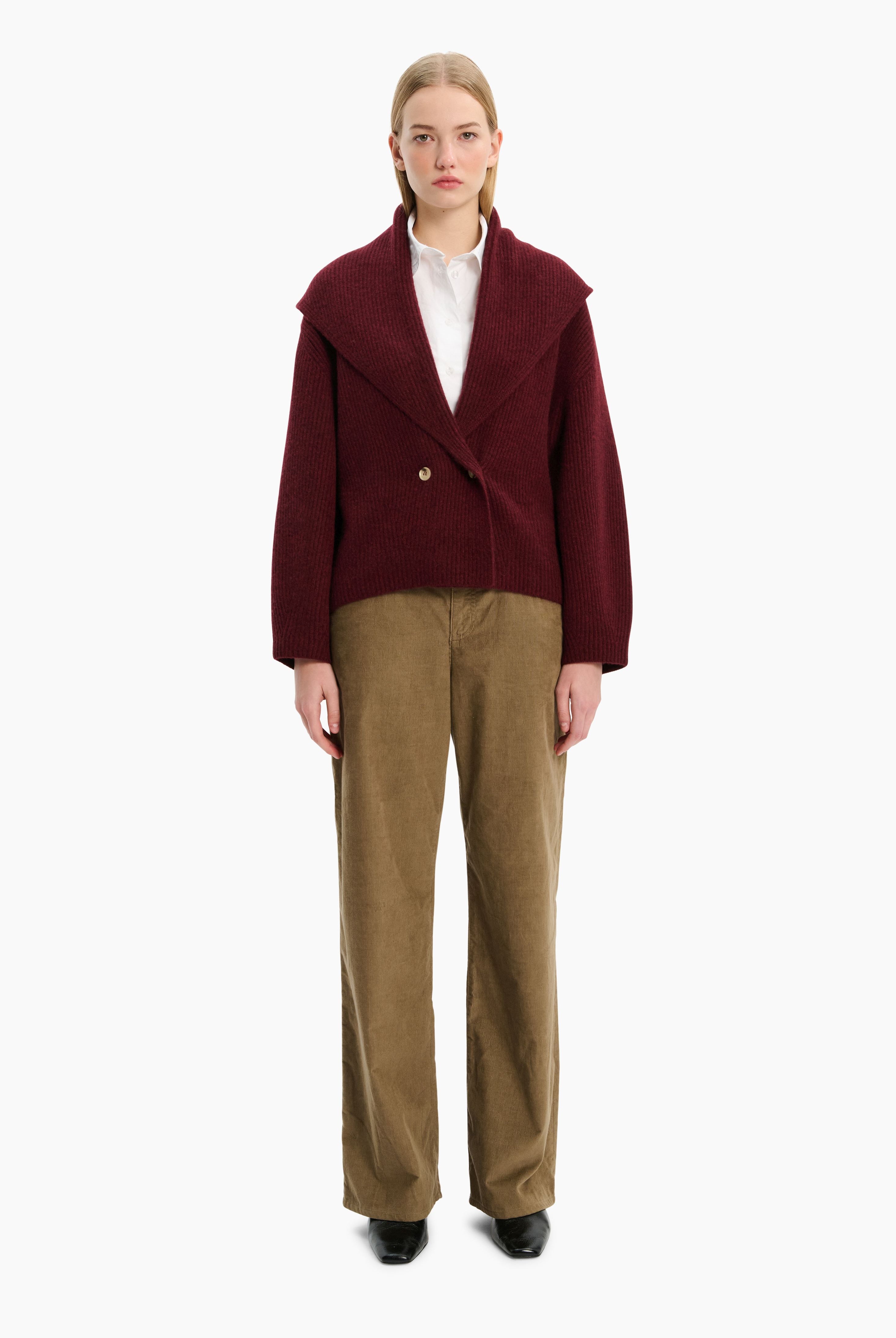 Coatigan cashmere Cardigan - New Burgundy – front view