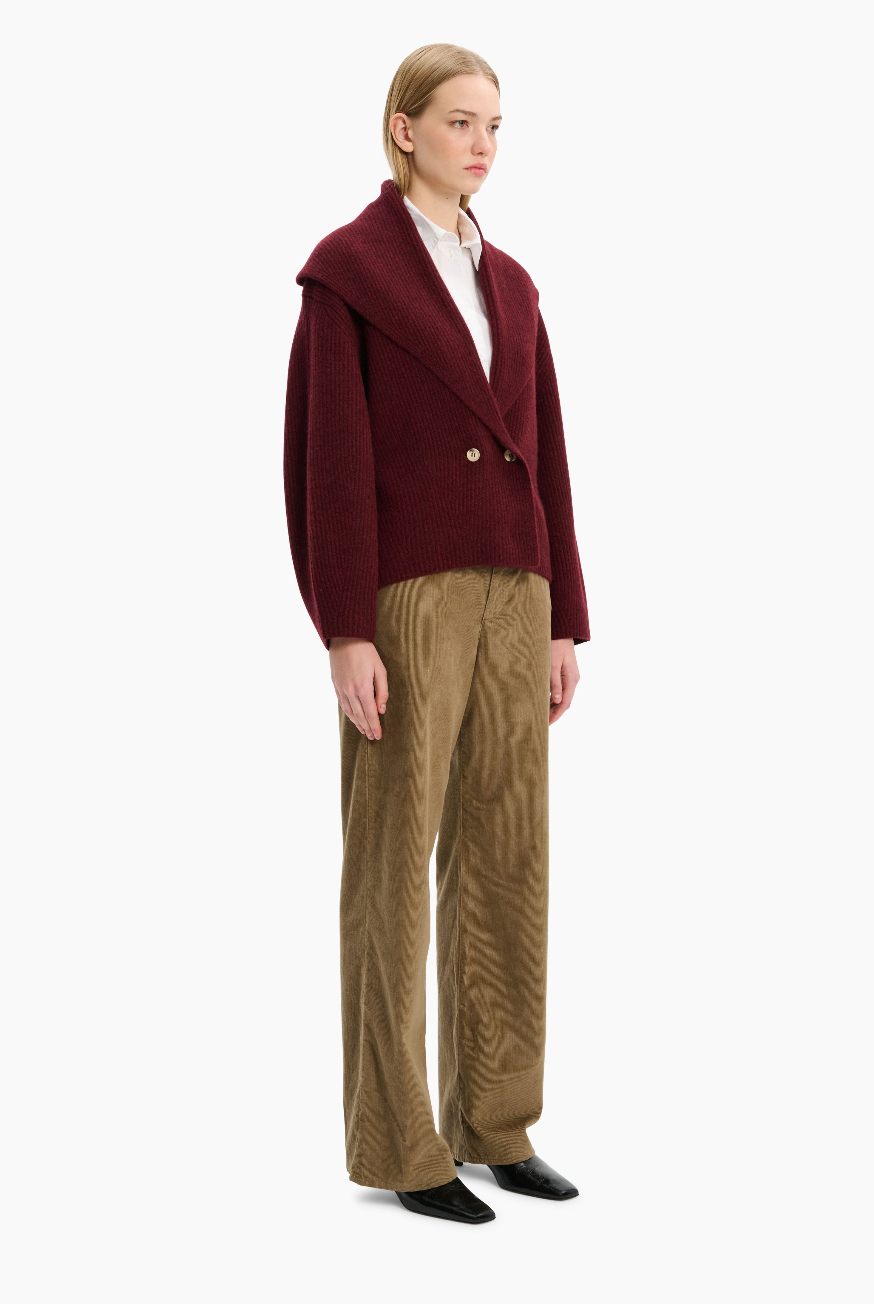 Coatigan cashmere Cardigan - New Burgundy – side view
