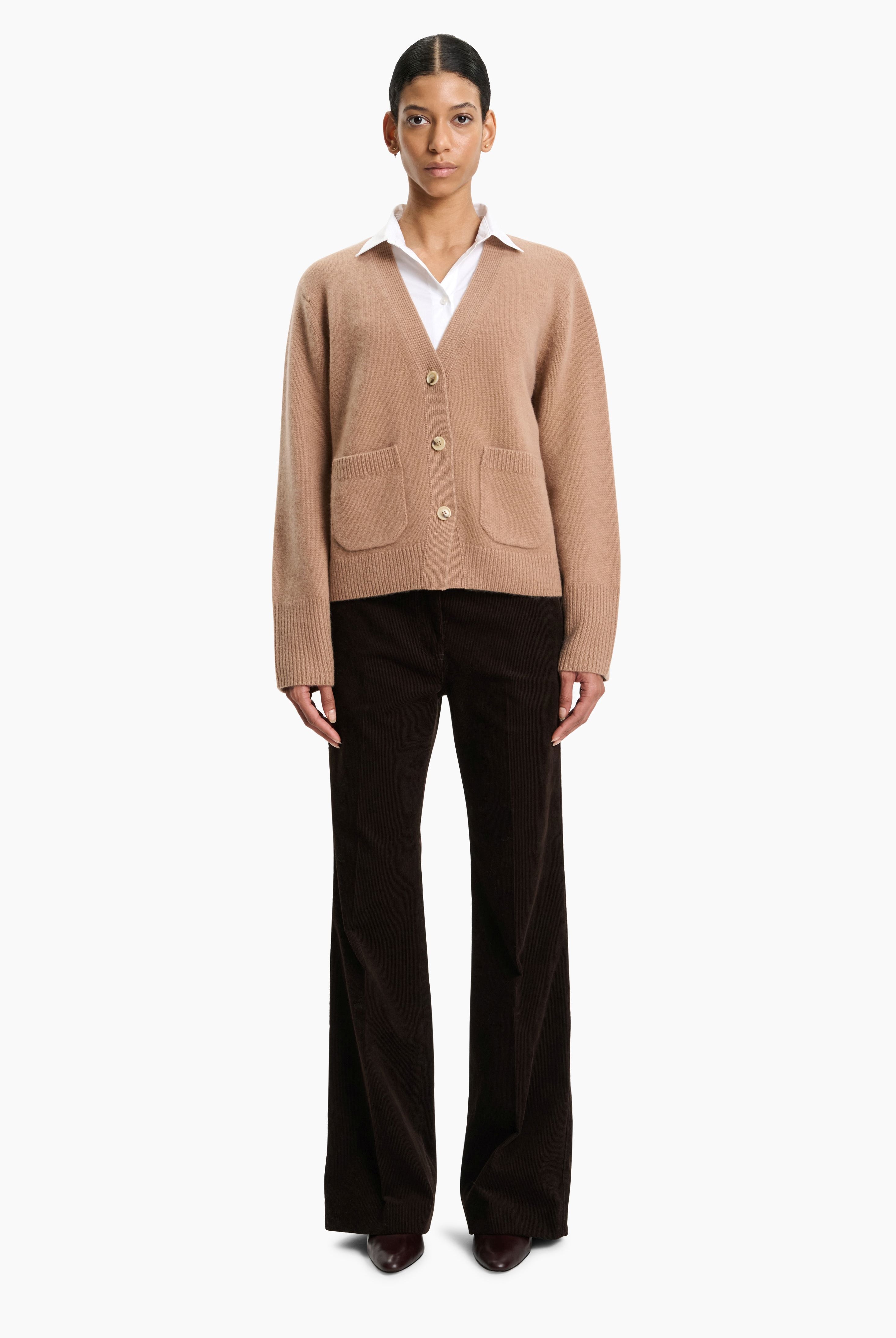 Janelle cashmere Cardigan - Chinchilla – front view