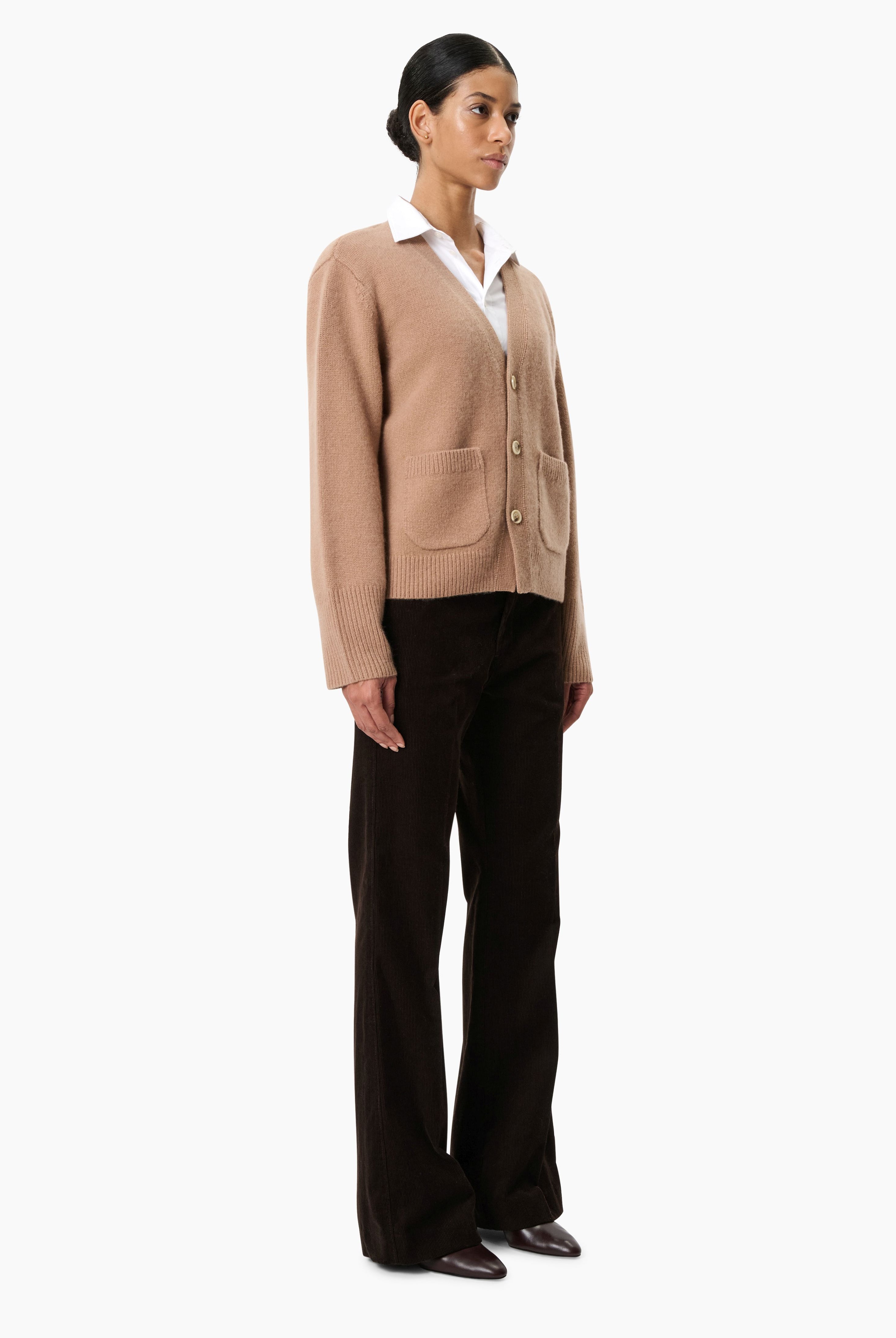 Janelle cashmere Cardigan - Chinchilla – side view