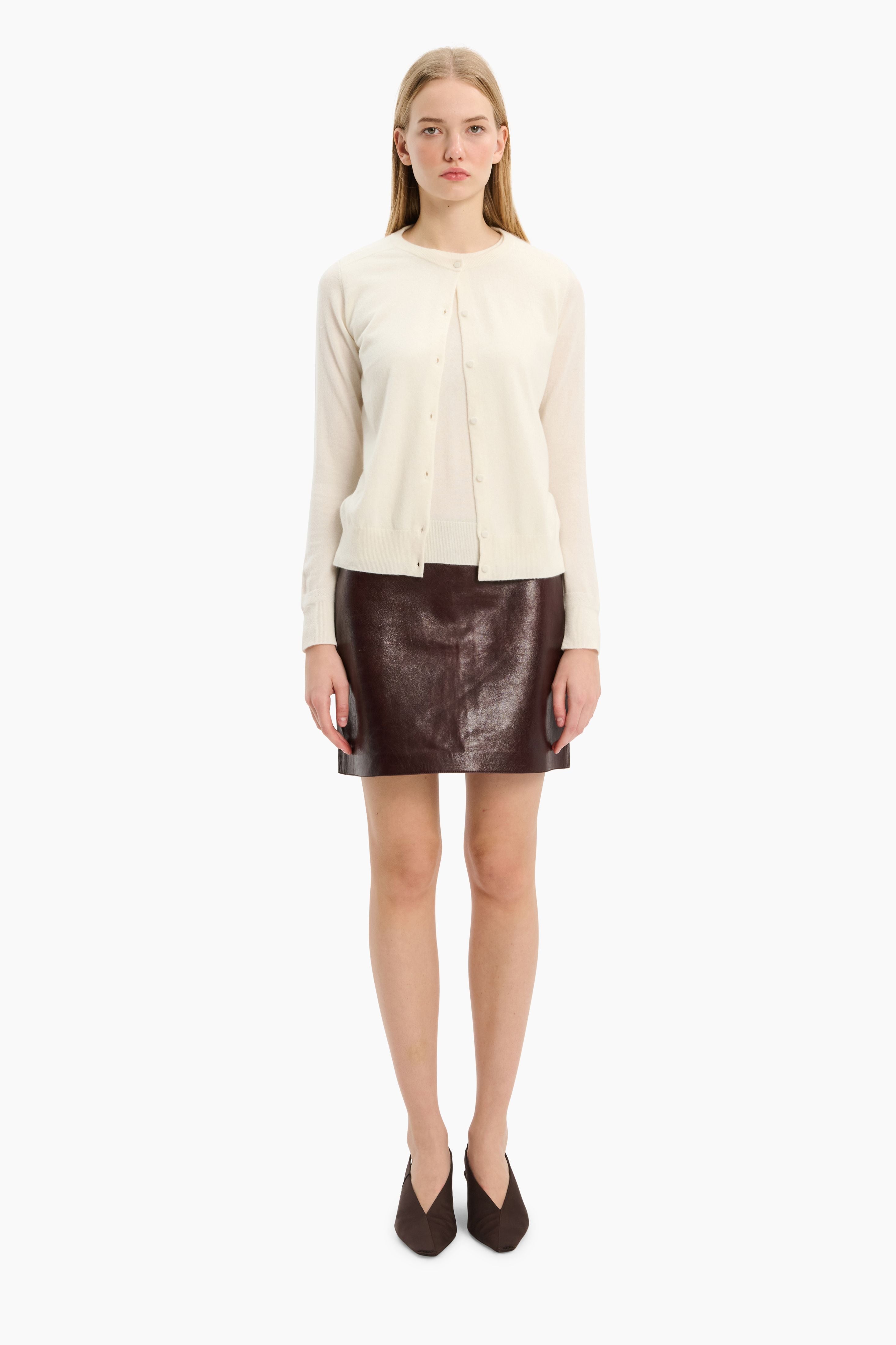 Laurie cashmere Cardigan - Ivory – front view