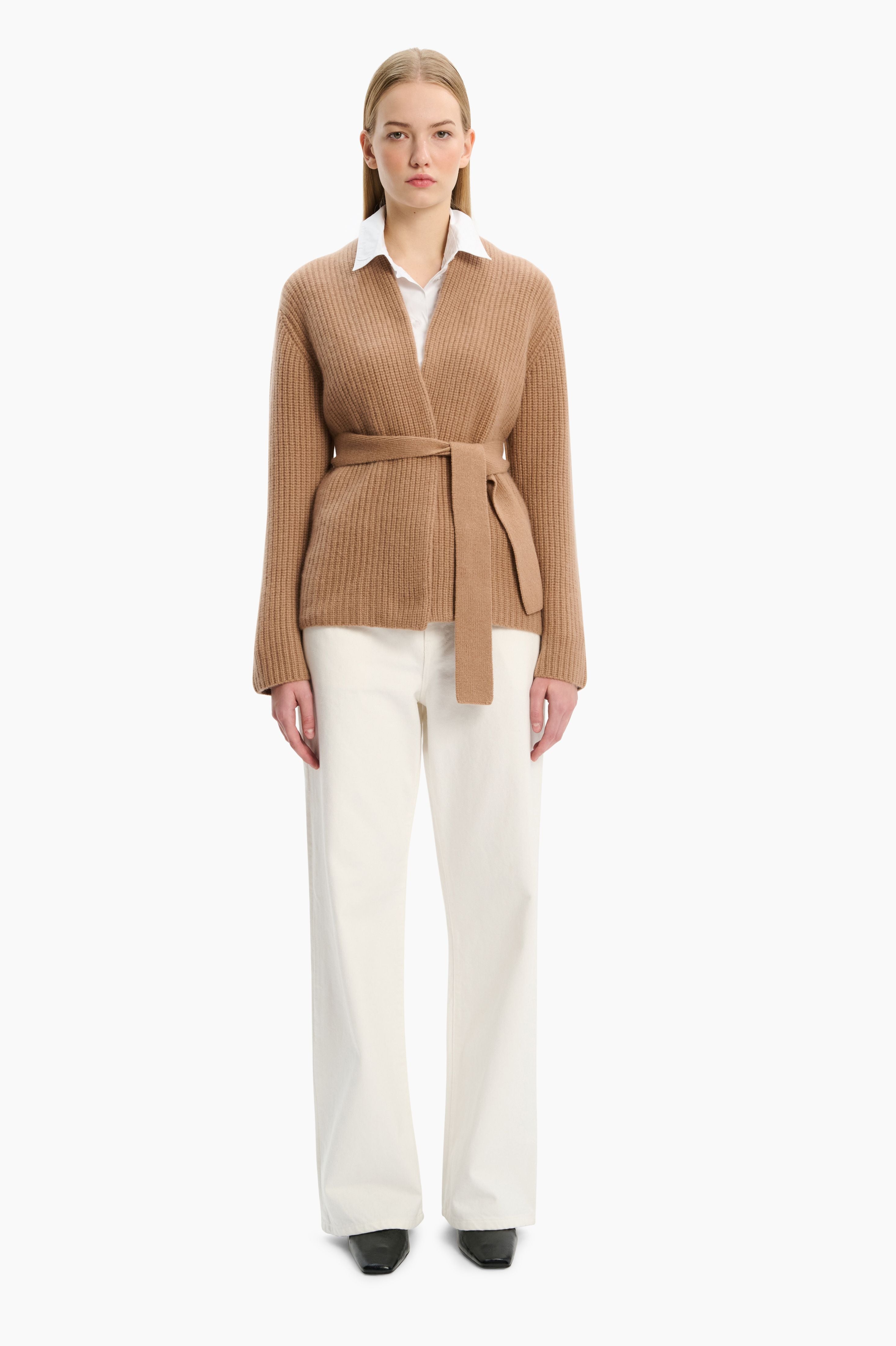 Sasha cashmere Cardigan - Chinchilla – front view
