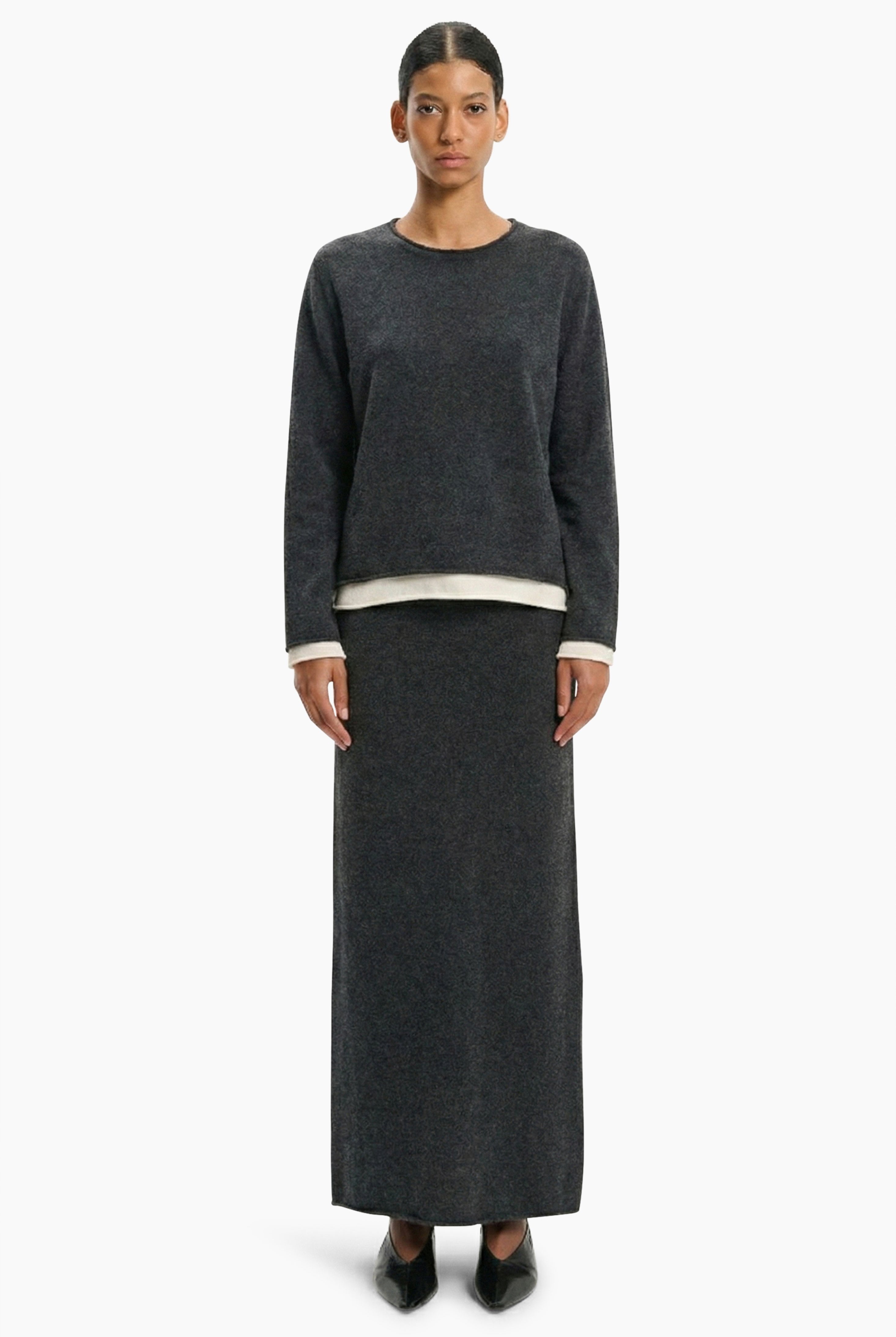 Finley cashmere Sweater - Charcoal – front view