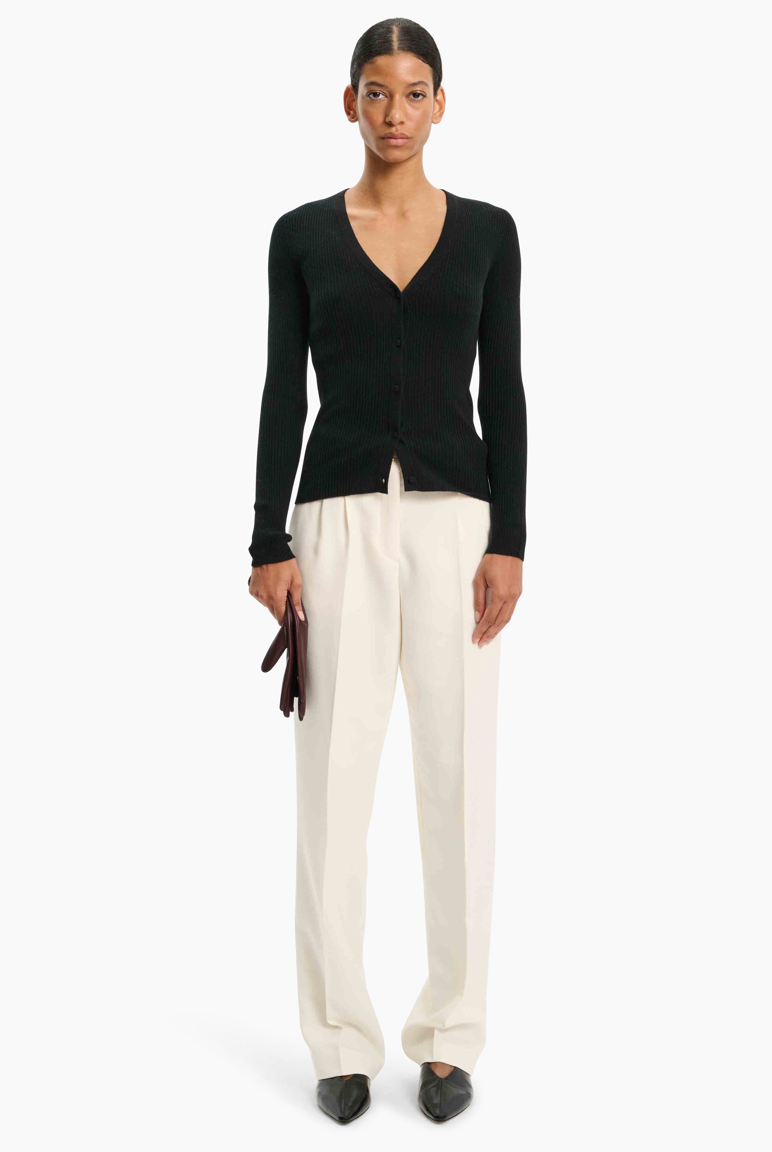 Halden cashmere Cardigan - Black – front view