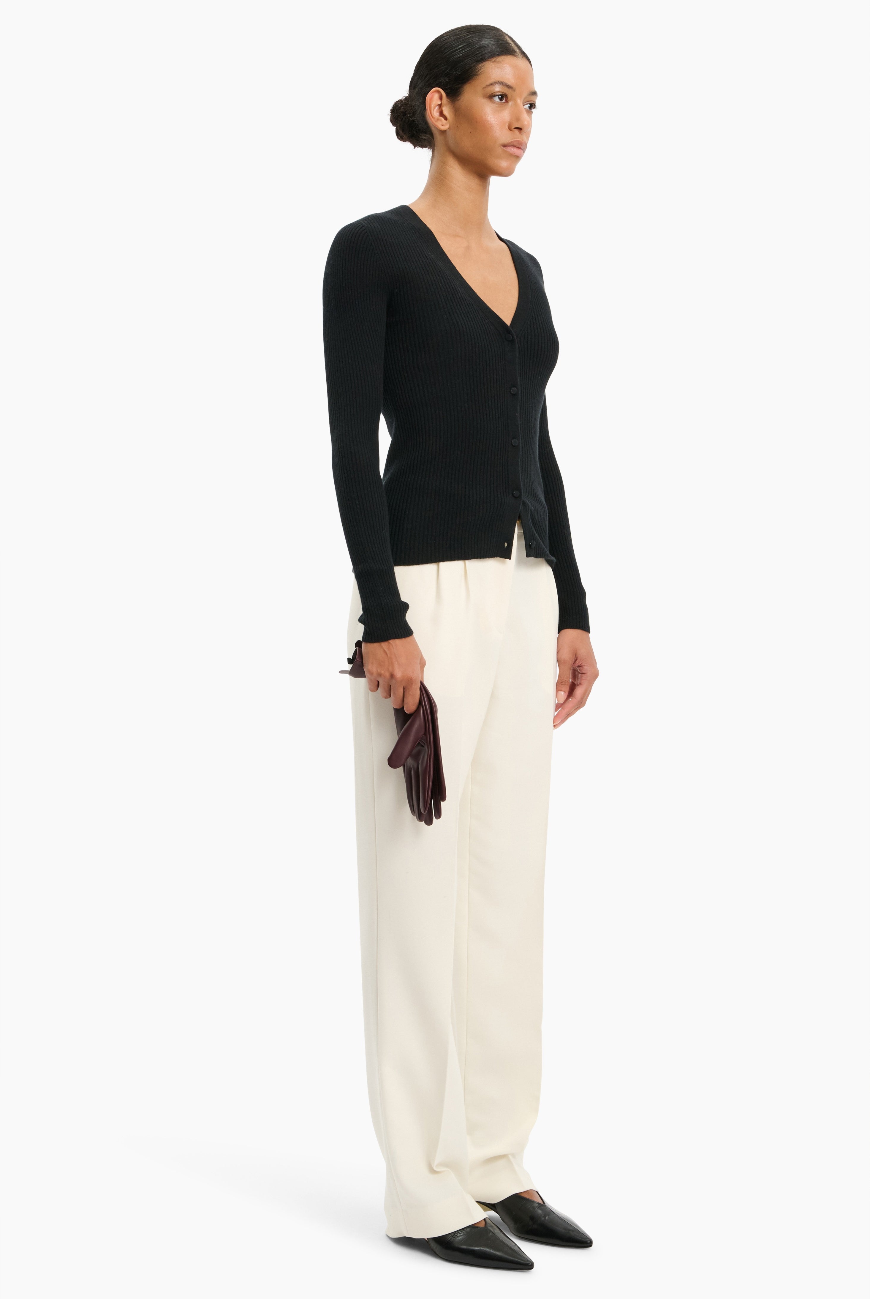 Halden cashmere Cardigan - Black – side view