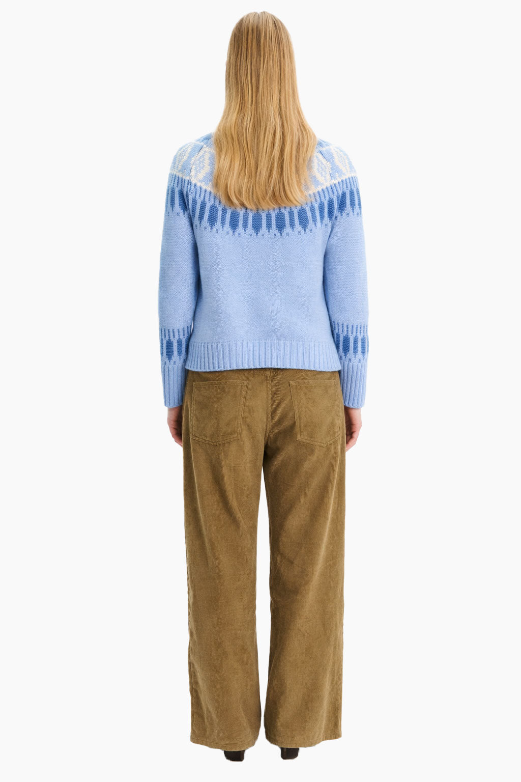 Jackson cashmere Sweater - Sky Melange & Denim – back view