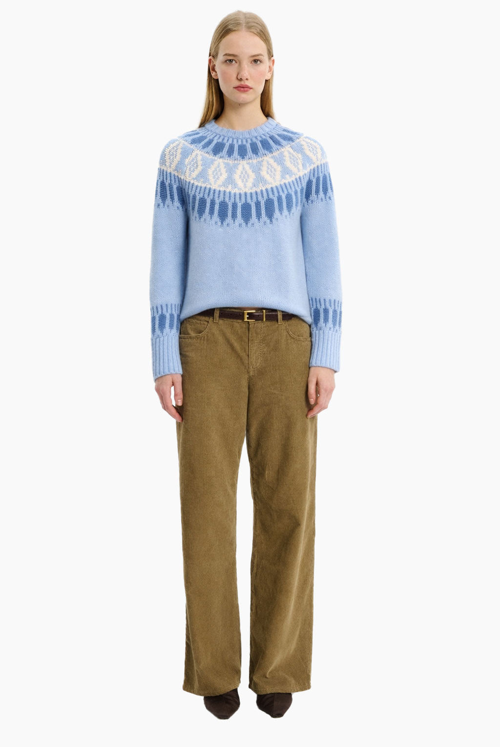 Jackson cashmere Sweater - Sky Melange & Denim – front view