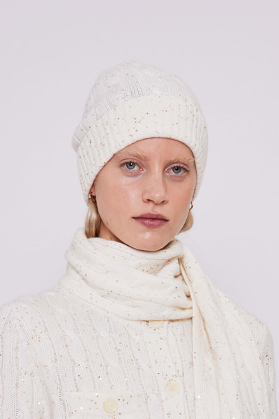 Ogden Hat - Ivory with Gold Sequins