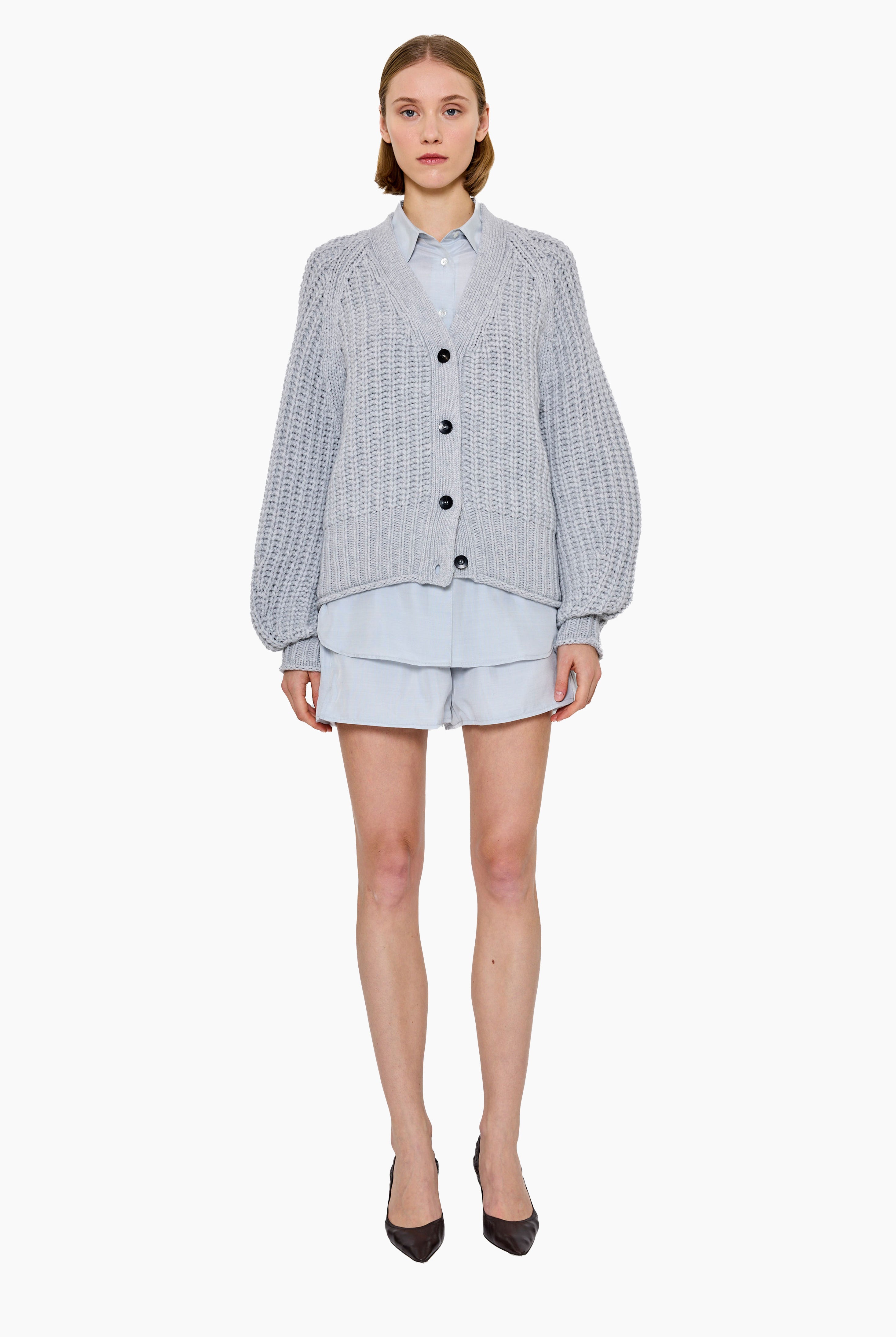 Rotterdam cashmere Cardigan - Husky Grey – front view