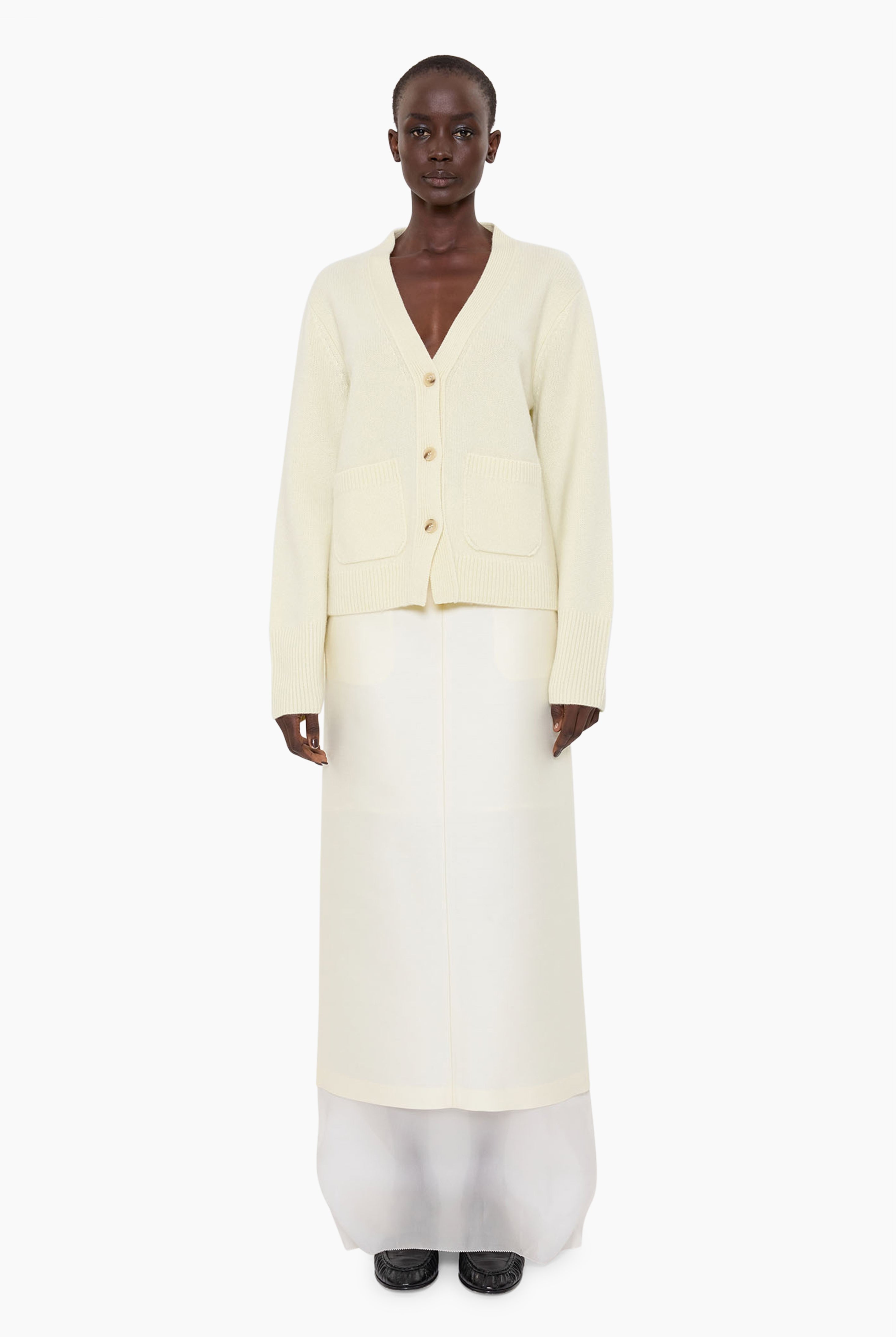 Janelle cashmere Cardigan - Pale Lime – front view