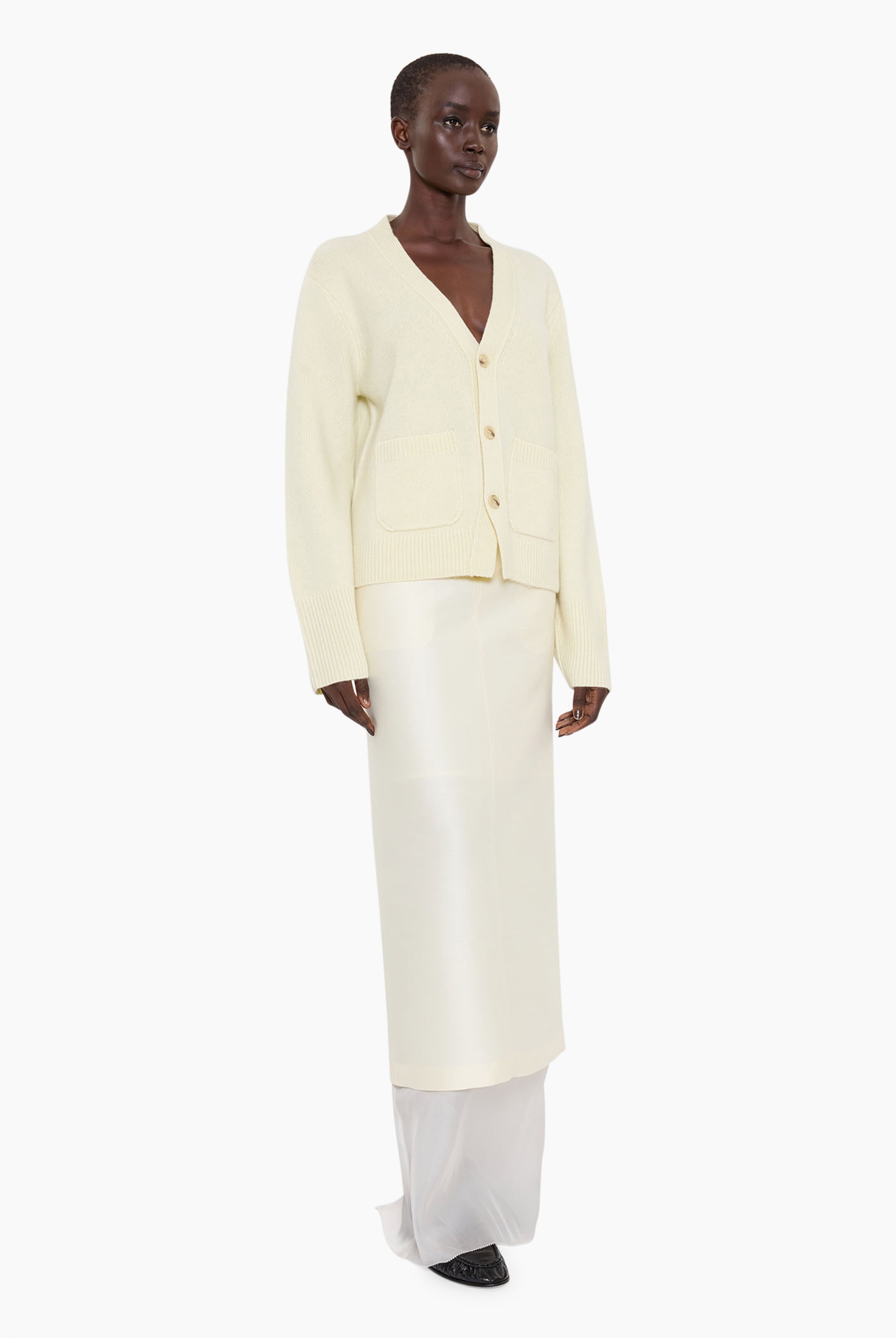 Janelle cashmere Cardigan - Pale Lime – side view