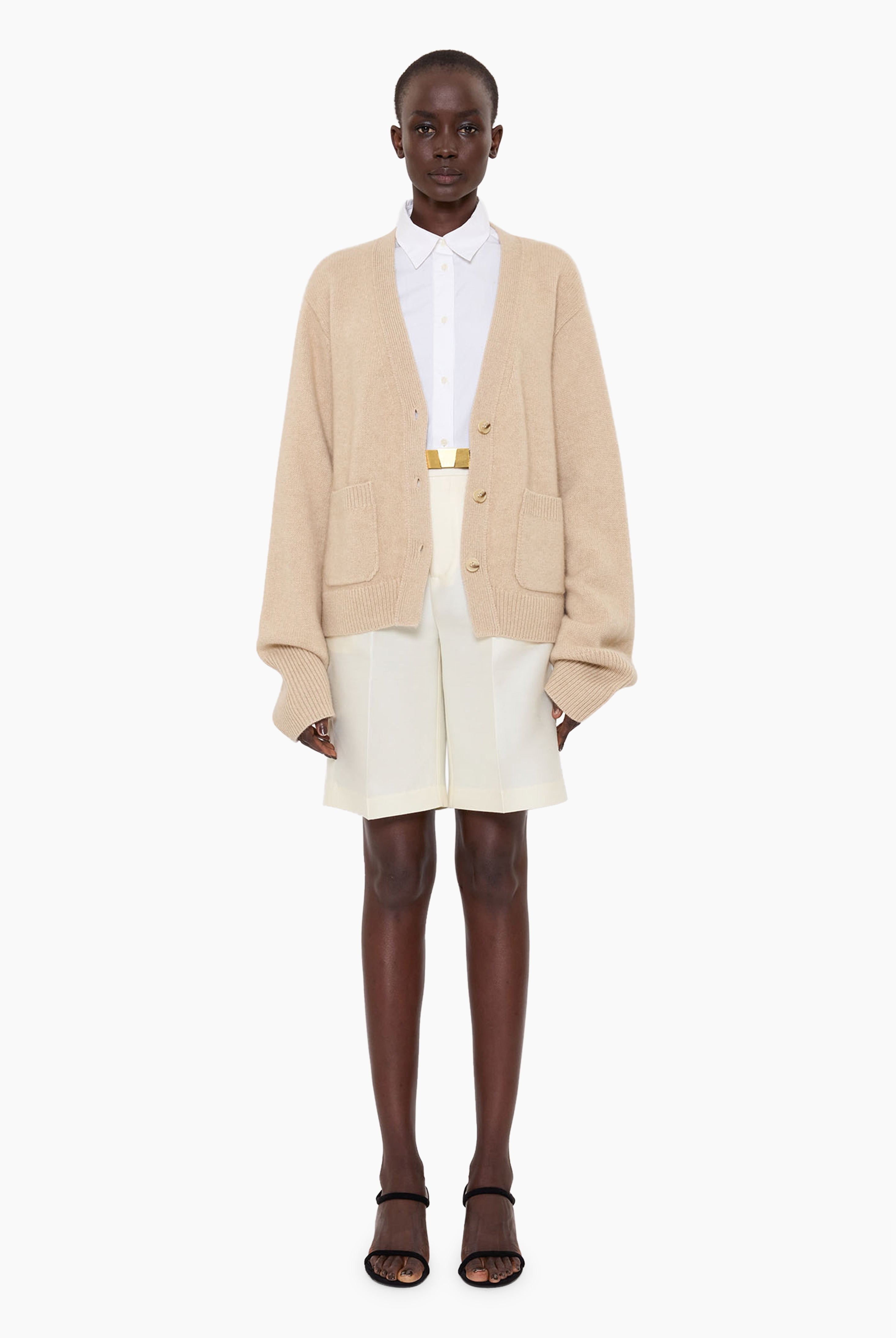Janelle cashmere Cardigan - Spelt – front view