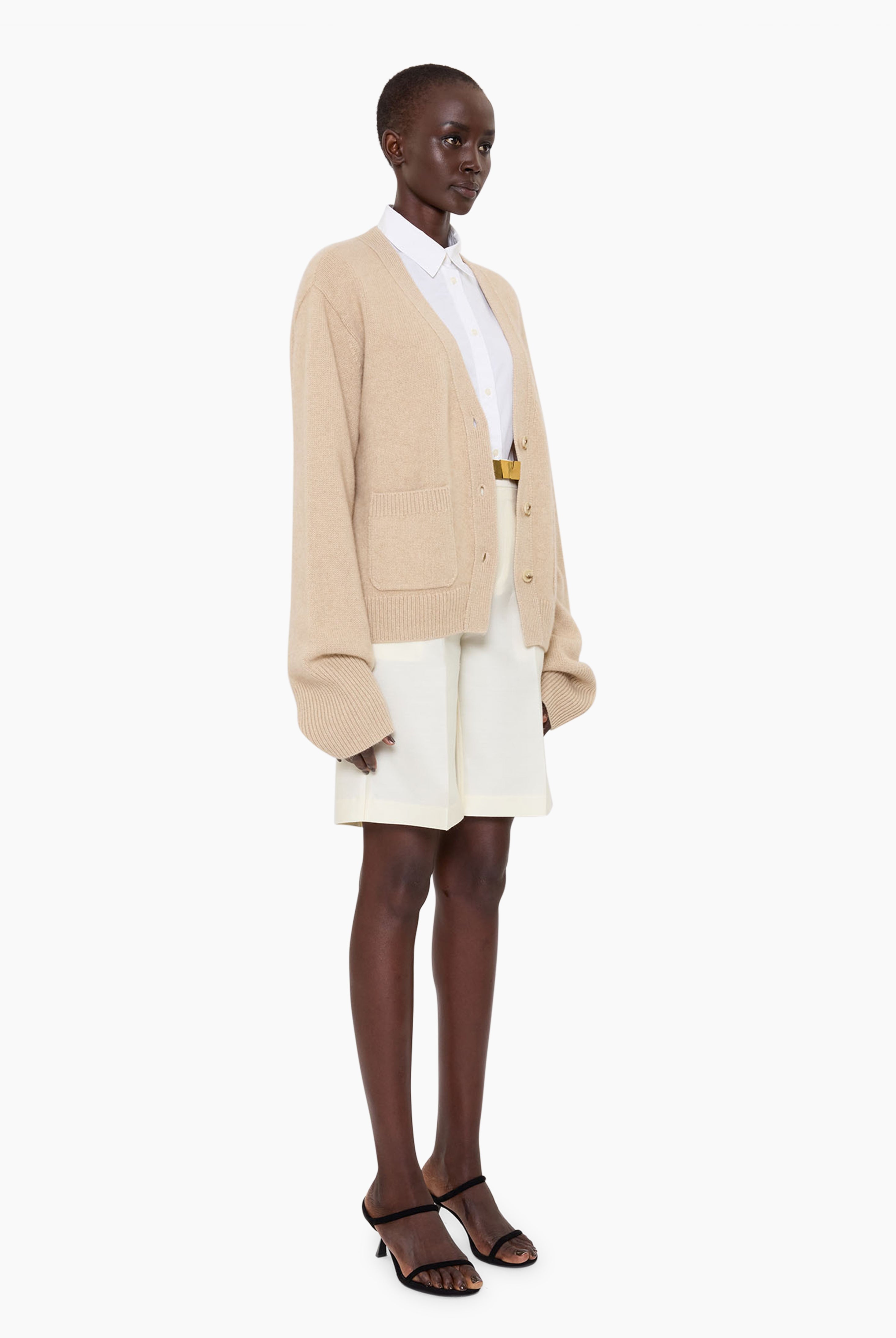 Janelle cashmere Cardigan - Spelt – side view
