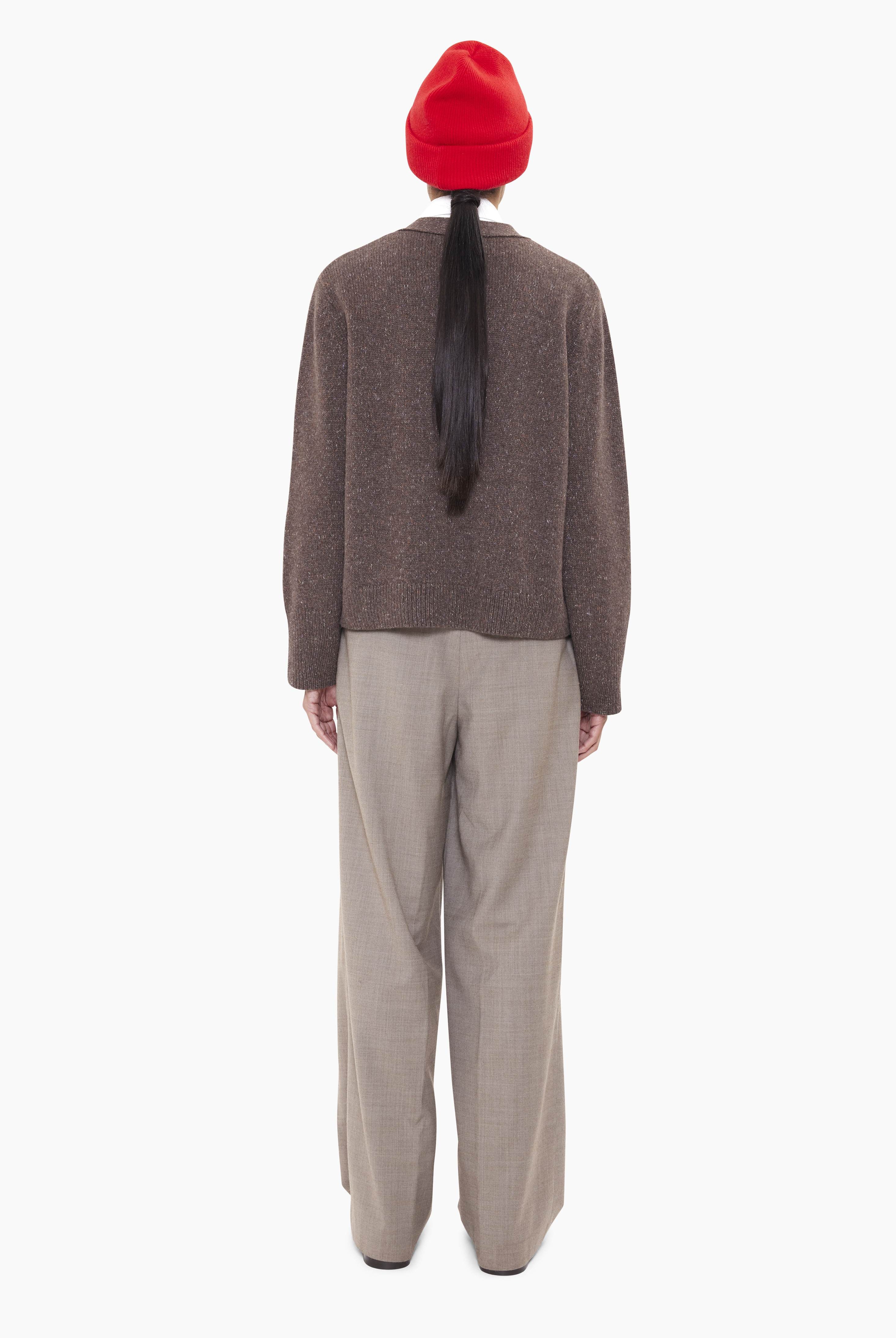Janelle cashmere Cardigan - Truffle Marl – back view