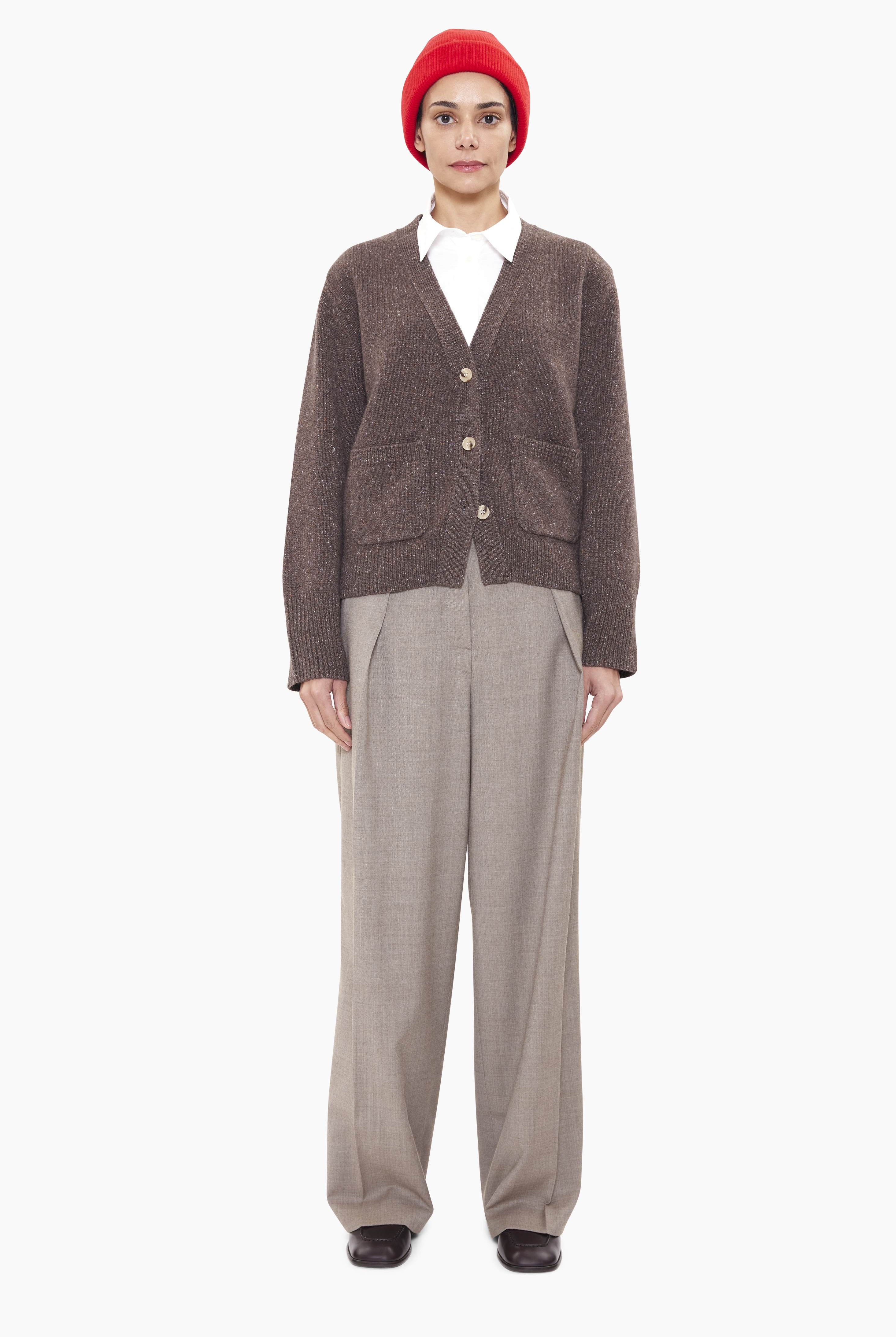 Janelle cashmere Cardigan - Truffle Marl – front view