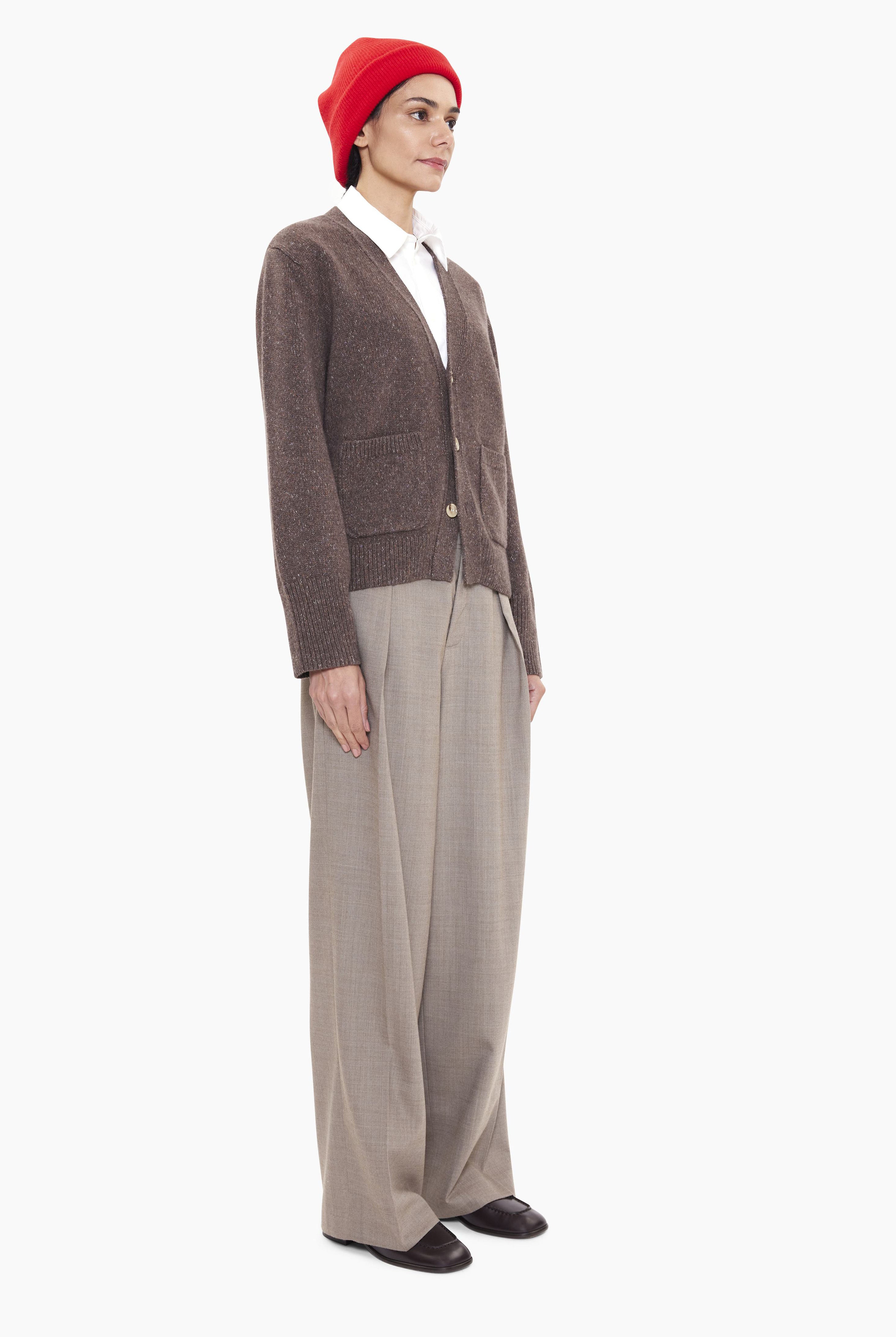 Janelle cashmere Cardigan - Truffle Marl – side view