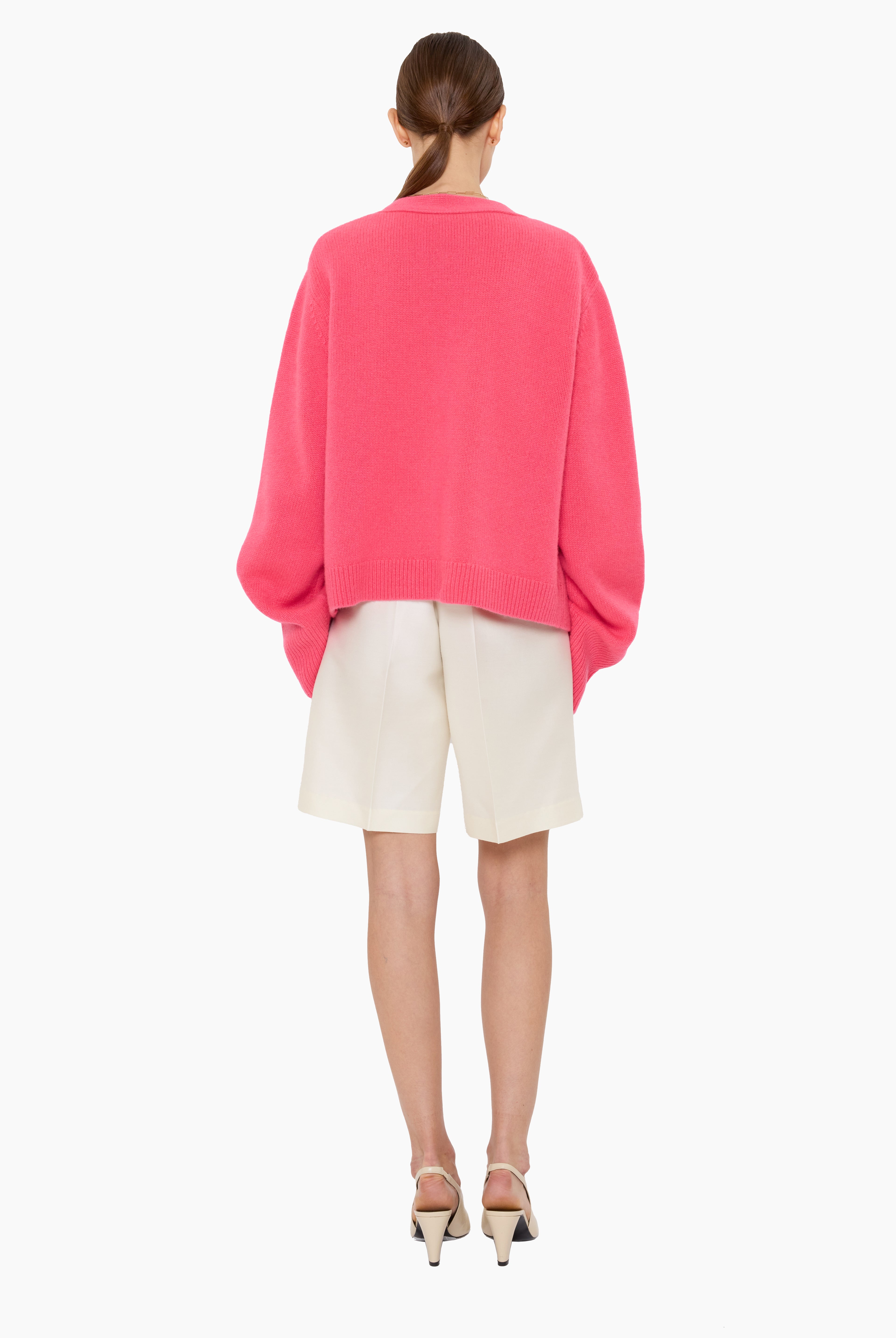 Janelle cashmere Cardigan - Watermelon – back view