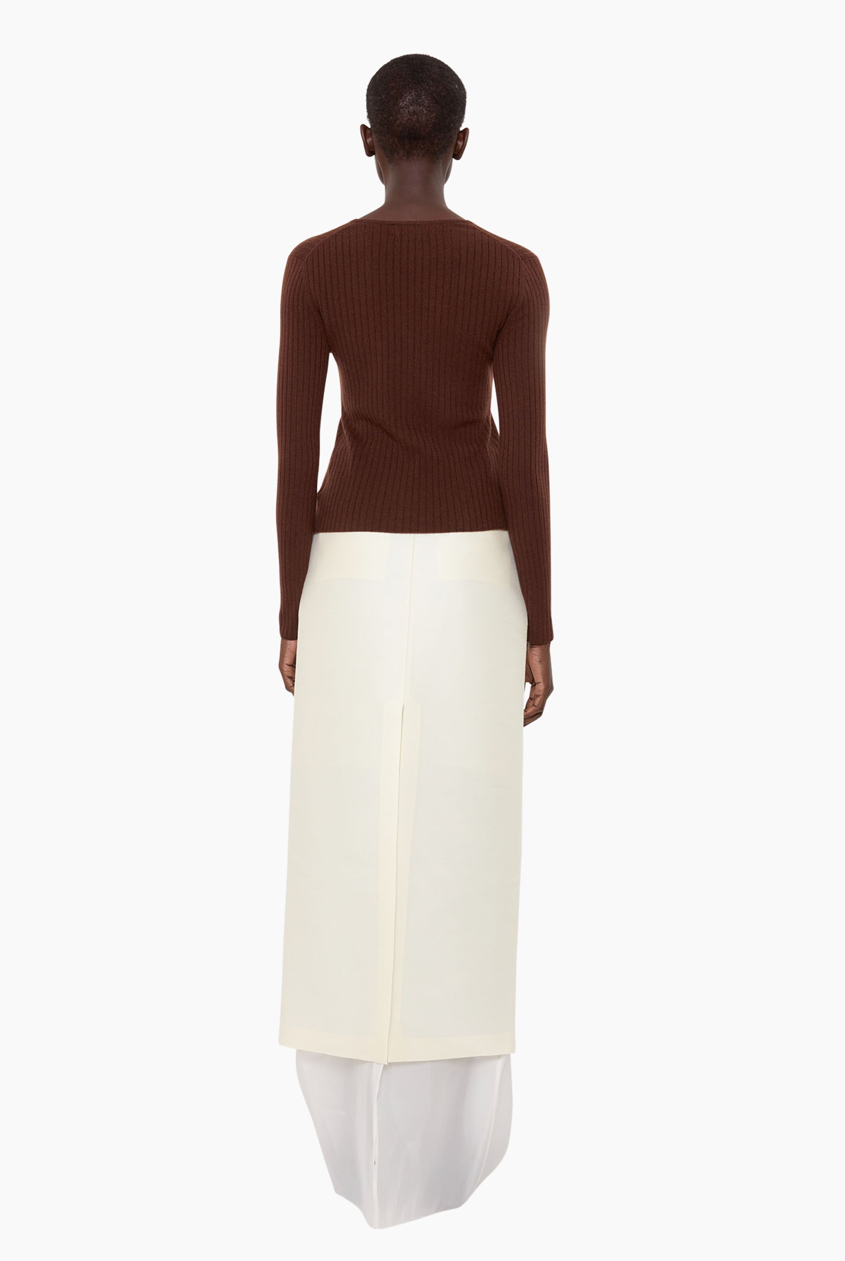 New Cami cashmere Cardigan - Chocolate Brown – back view