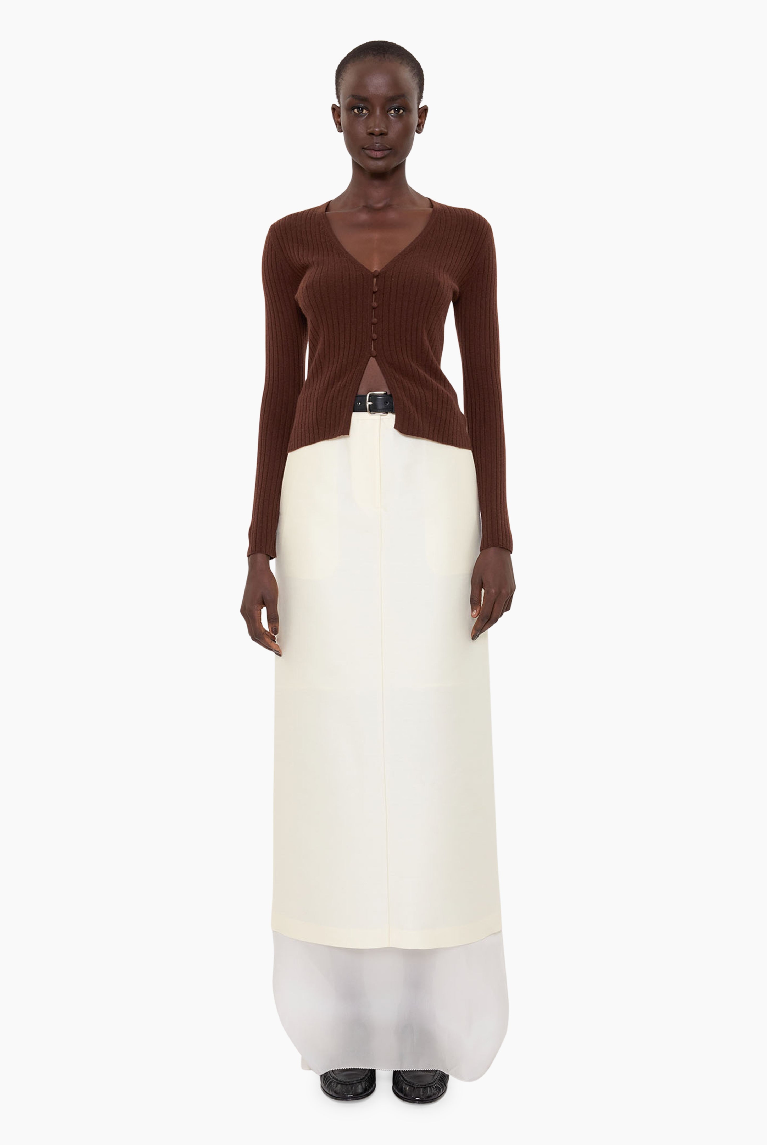 New Cami cashmere Cardigan - Chocolate Brown – front view