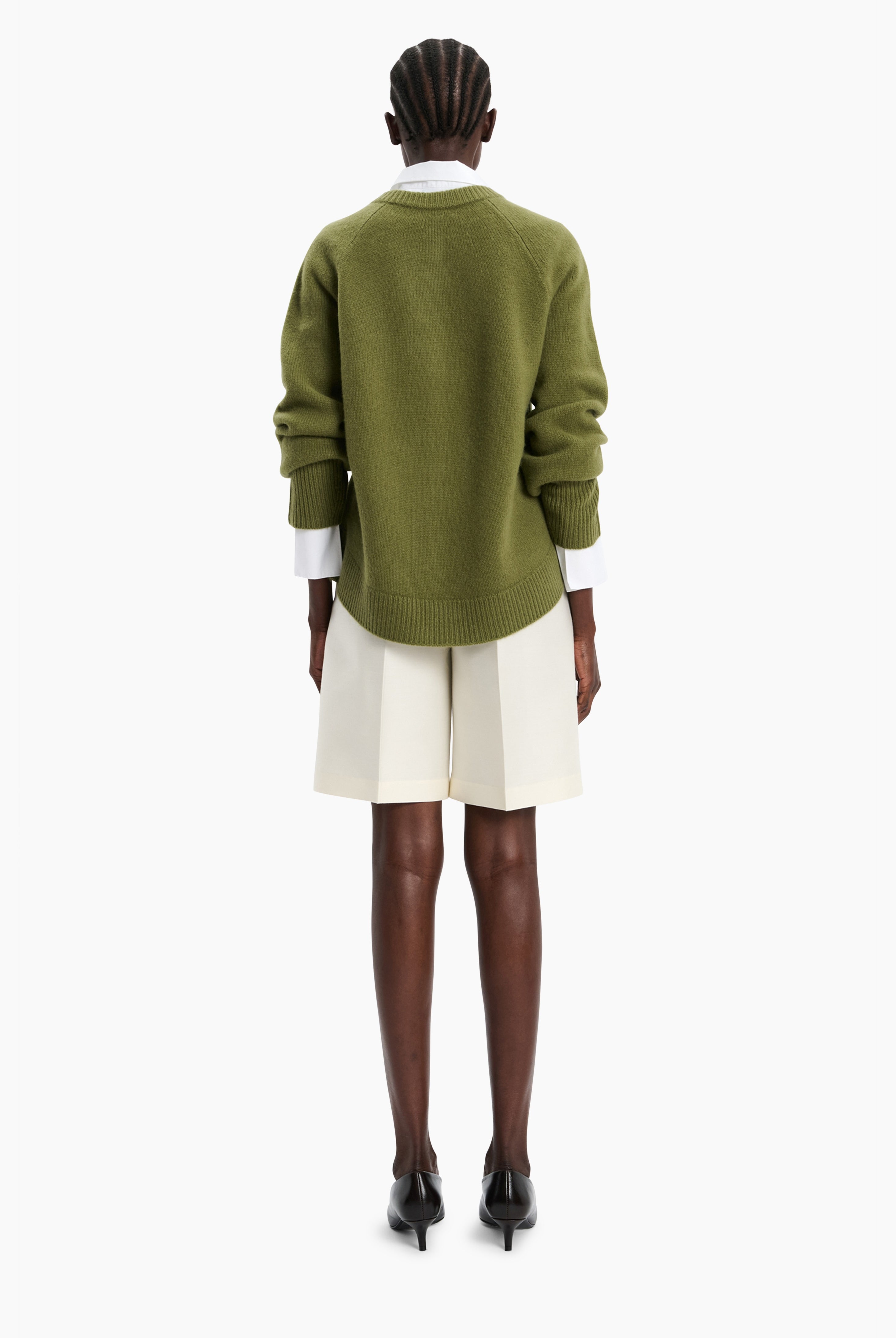 Belgravia cashmere Cardigan - Serpentine Green – back view