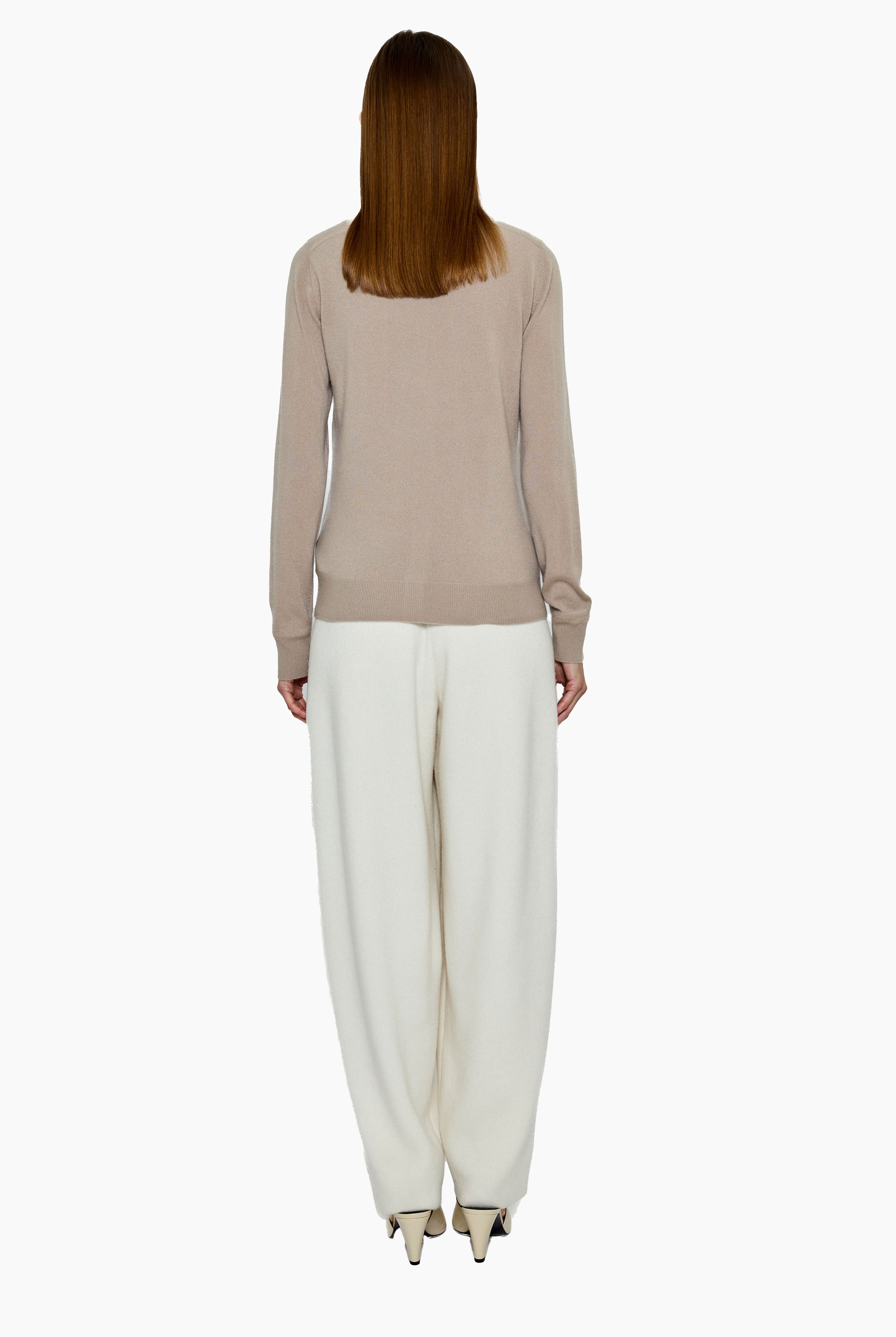 Nappa cashmere Cardigan - Ash Taupe – back view
