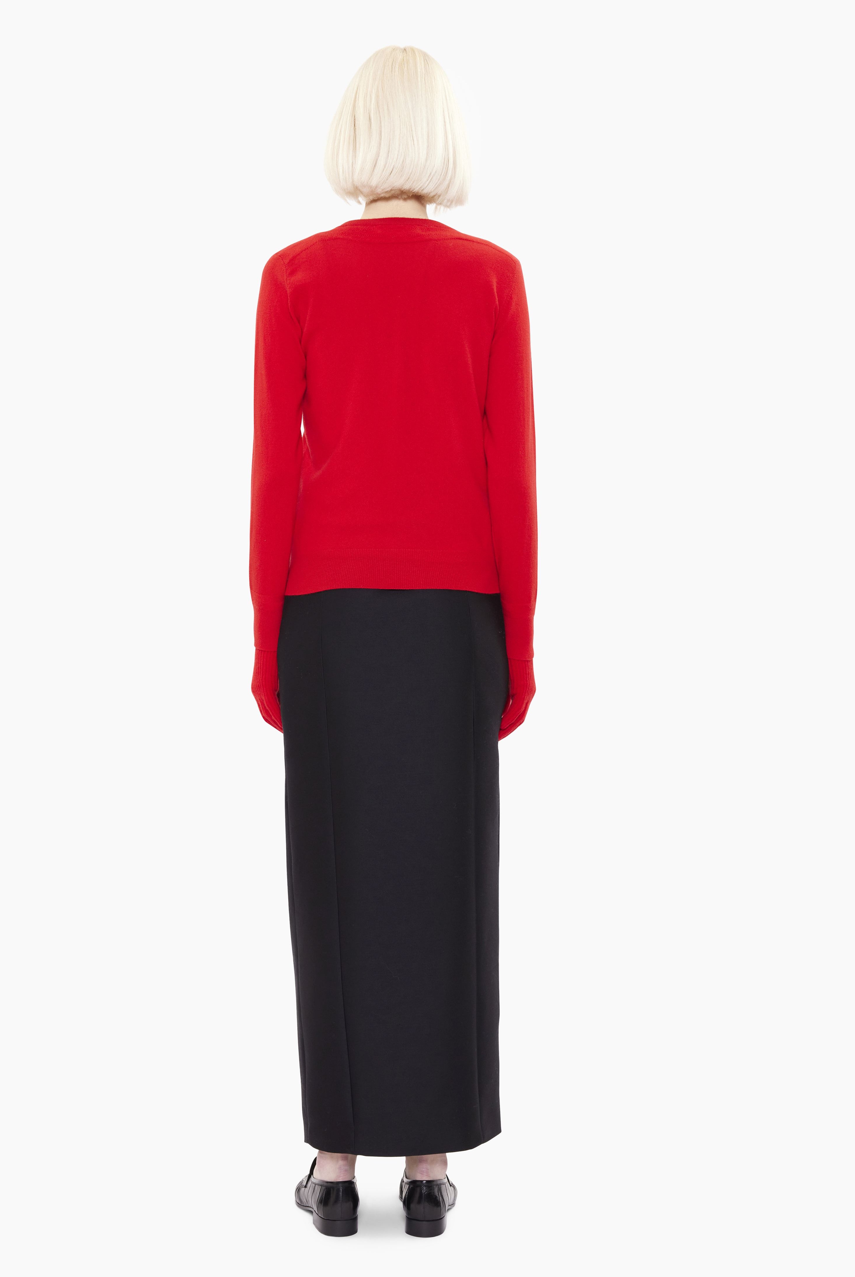 Nappa cashmere Cardigan - Postbox Red – back view