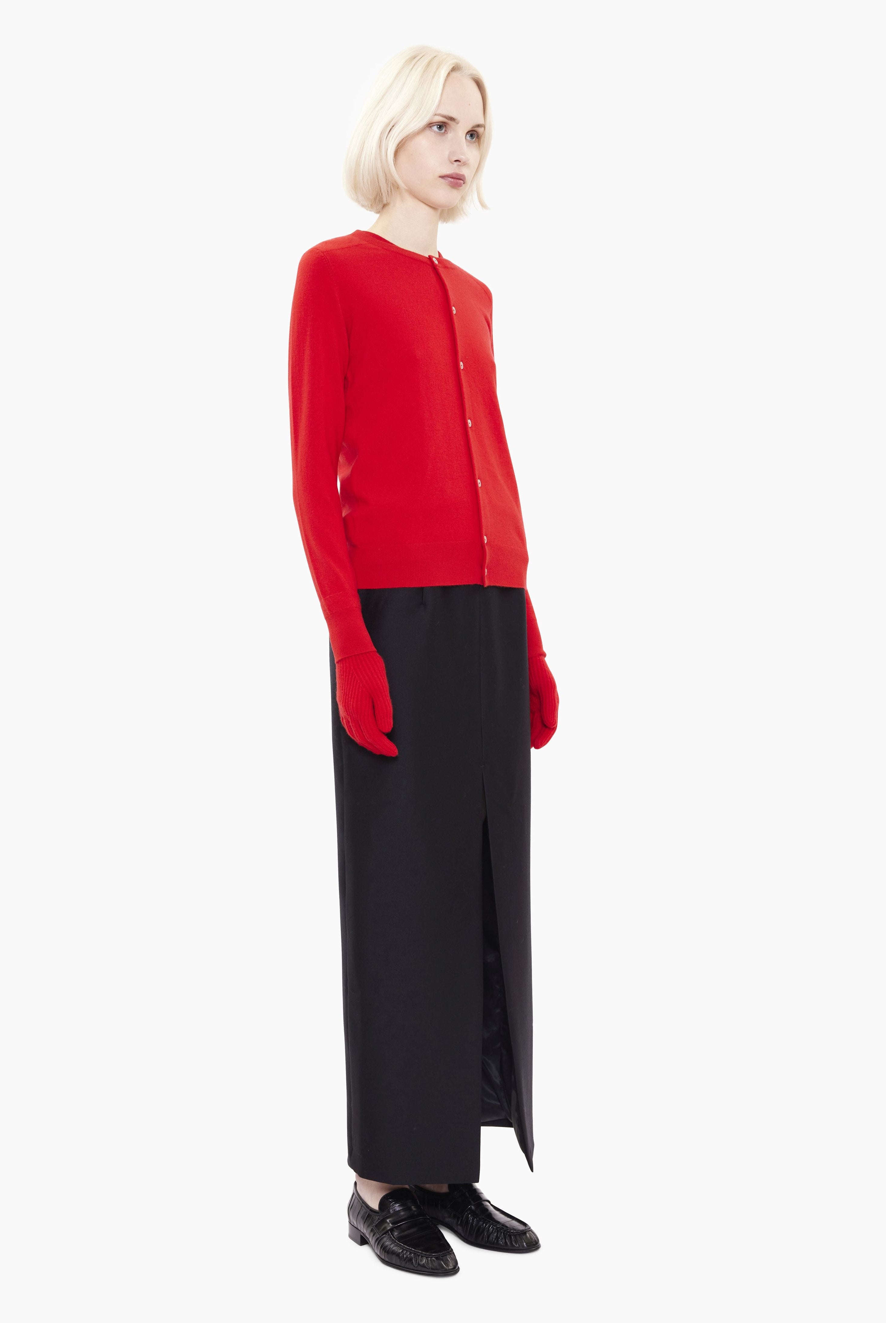 Nappa cashmere Cardigan - Postbox Red – side view