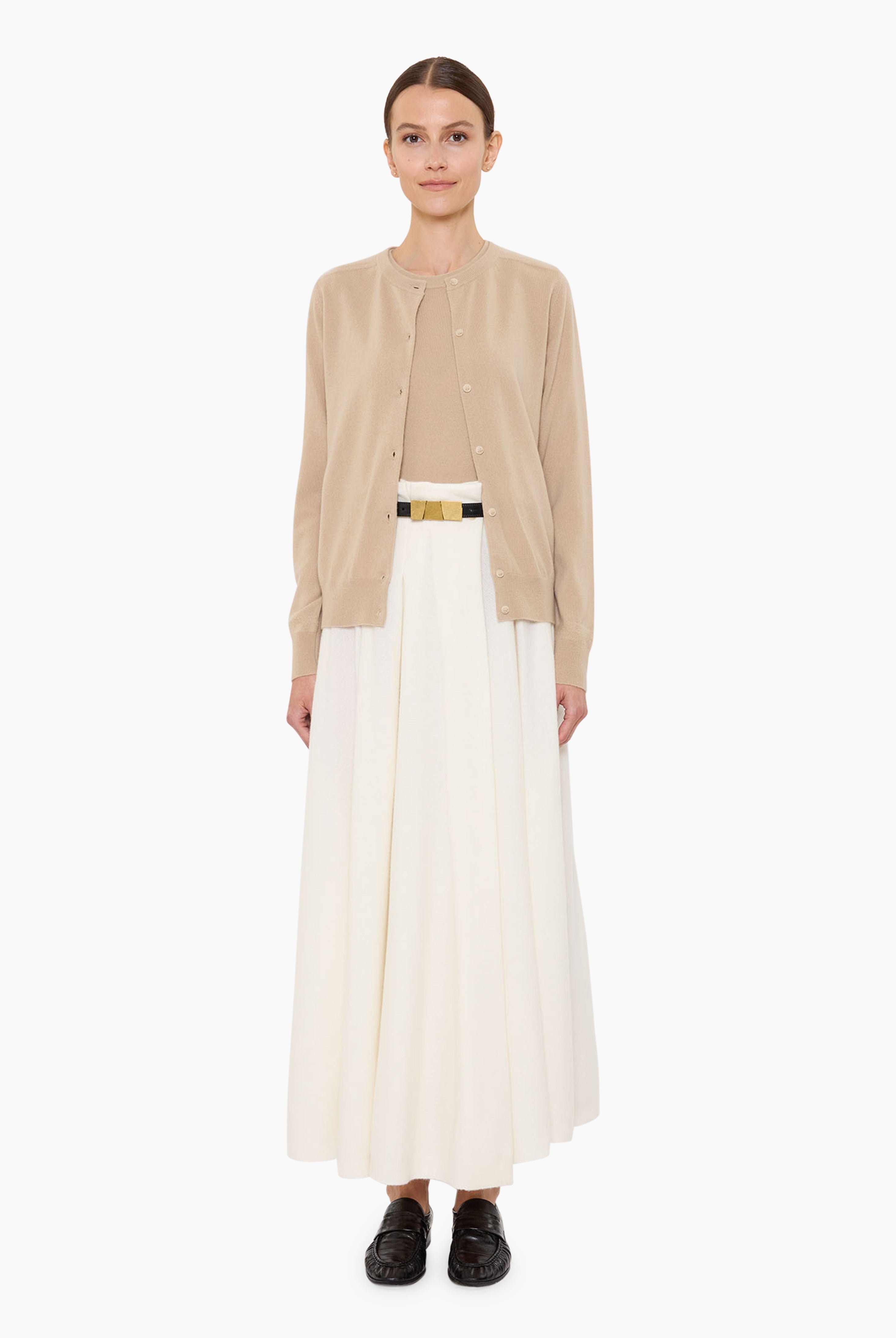 Nappa cashmere Cardigan - Spelt – front view