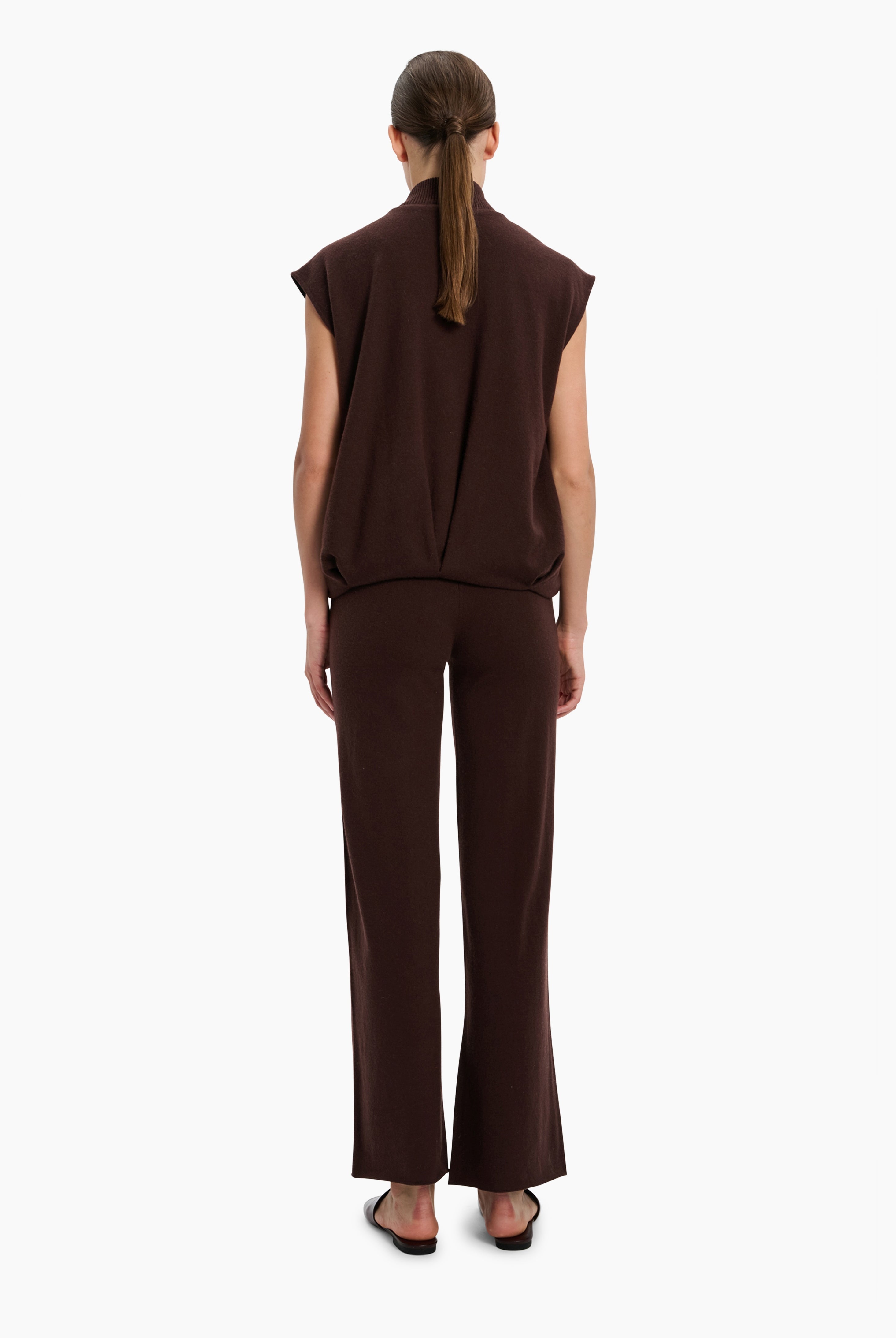 Connie cashmere Cardigan - Dark Chocolate – back view