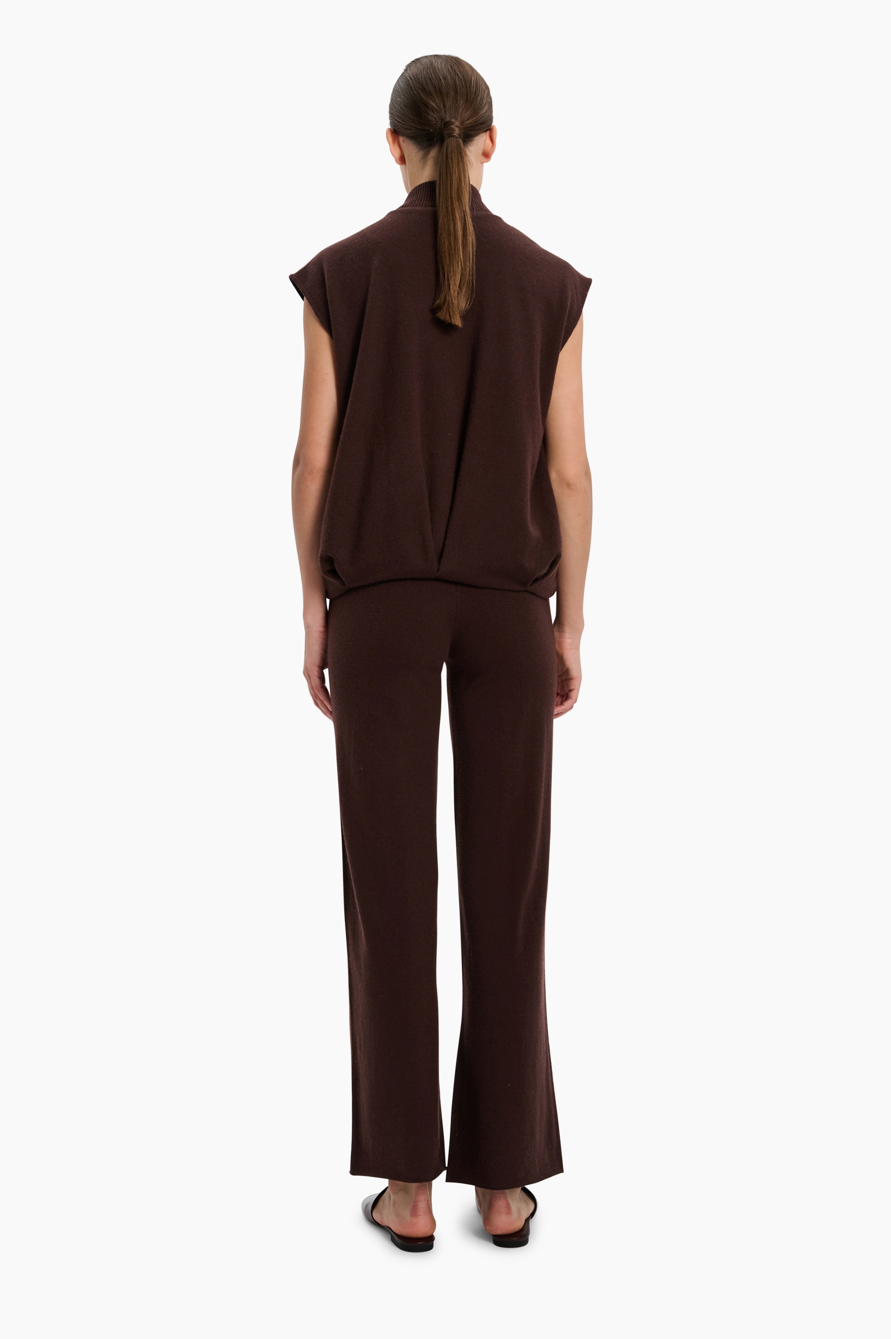 Connie cashmere Cardigan - Dark Chocolate – back view