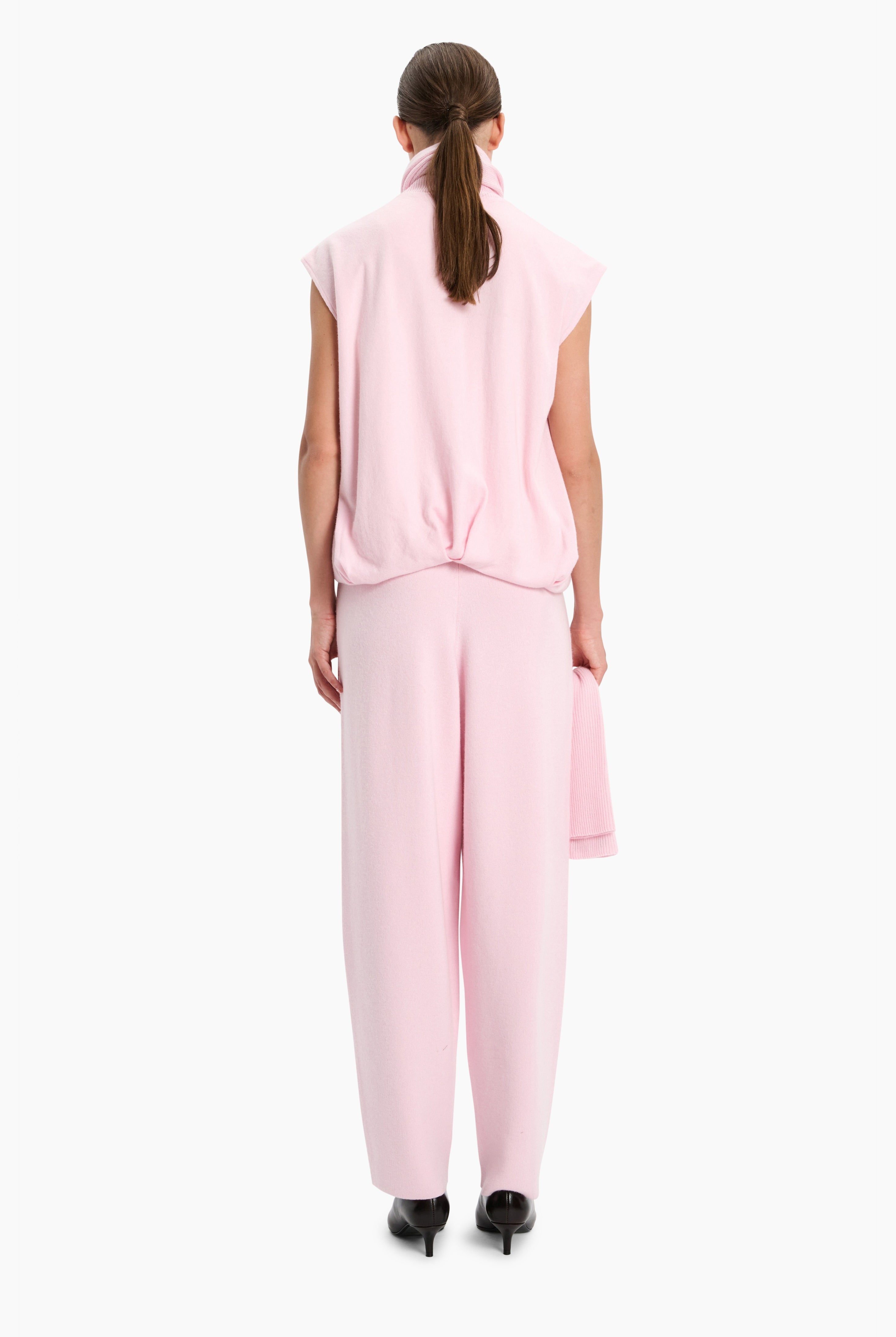 Connie cashmere Cardigan - English Rose – back view