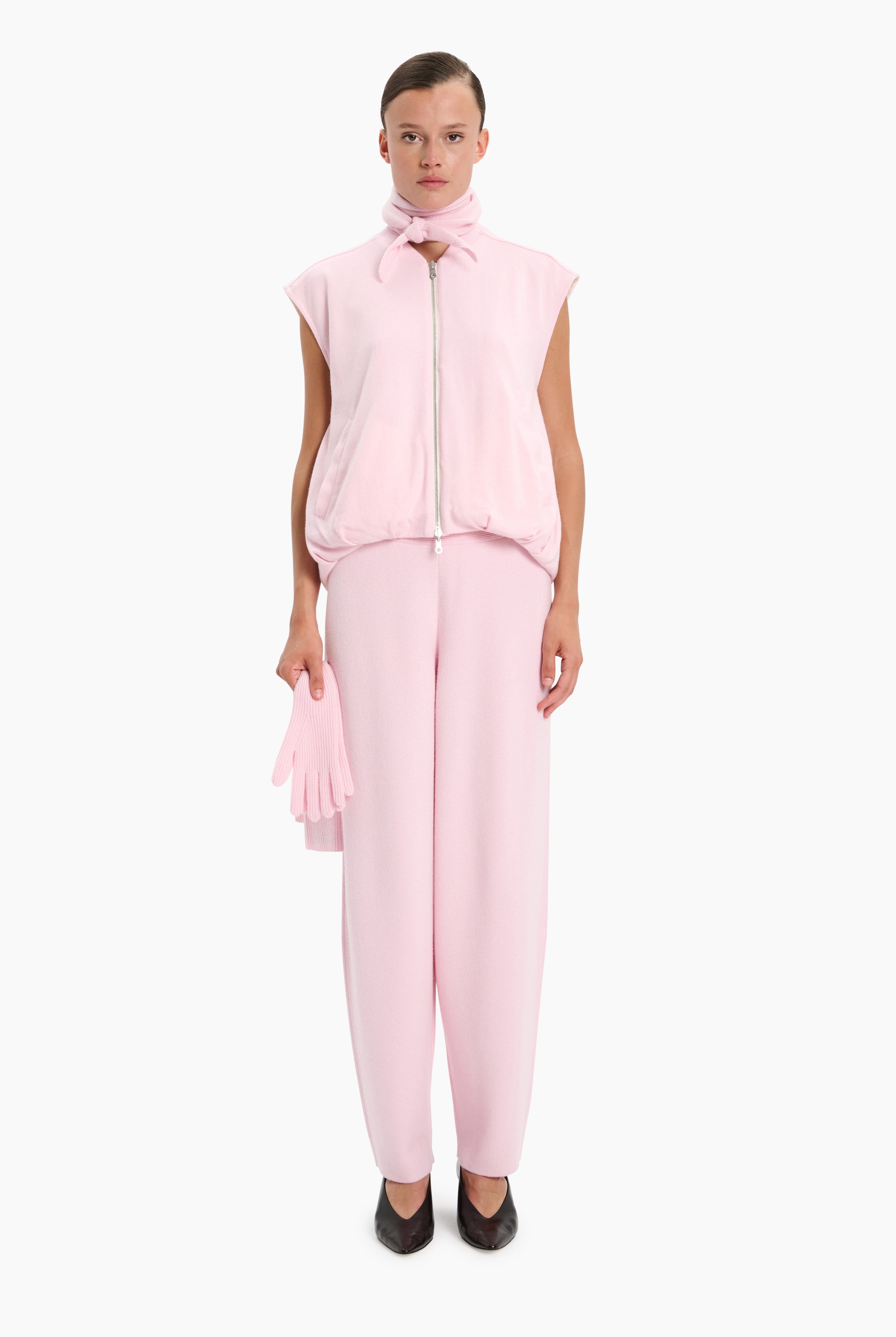 Connie cashmere Cardigan - English Rose – front view
